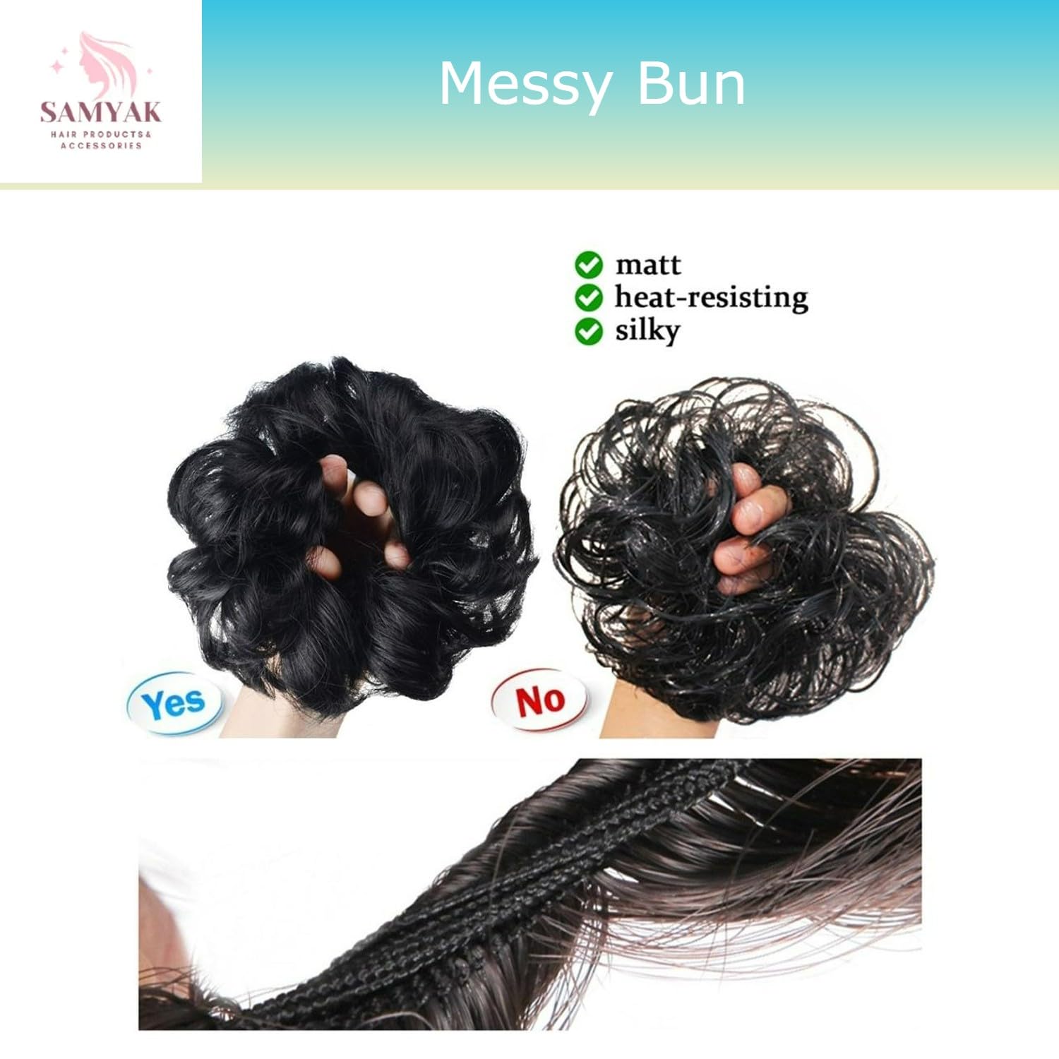 Samyak 2-Piece Synthetic Funky Messy Hair Bun Extension for Instant Updo & Voluminous Hairstyles - Perfect for Parties, Cosplay, and Everyday Wear