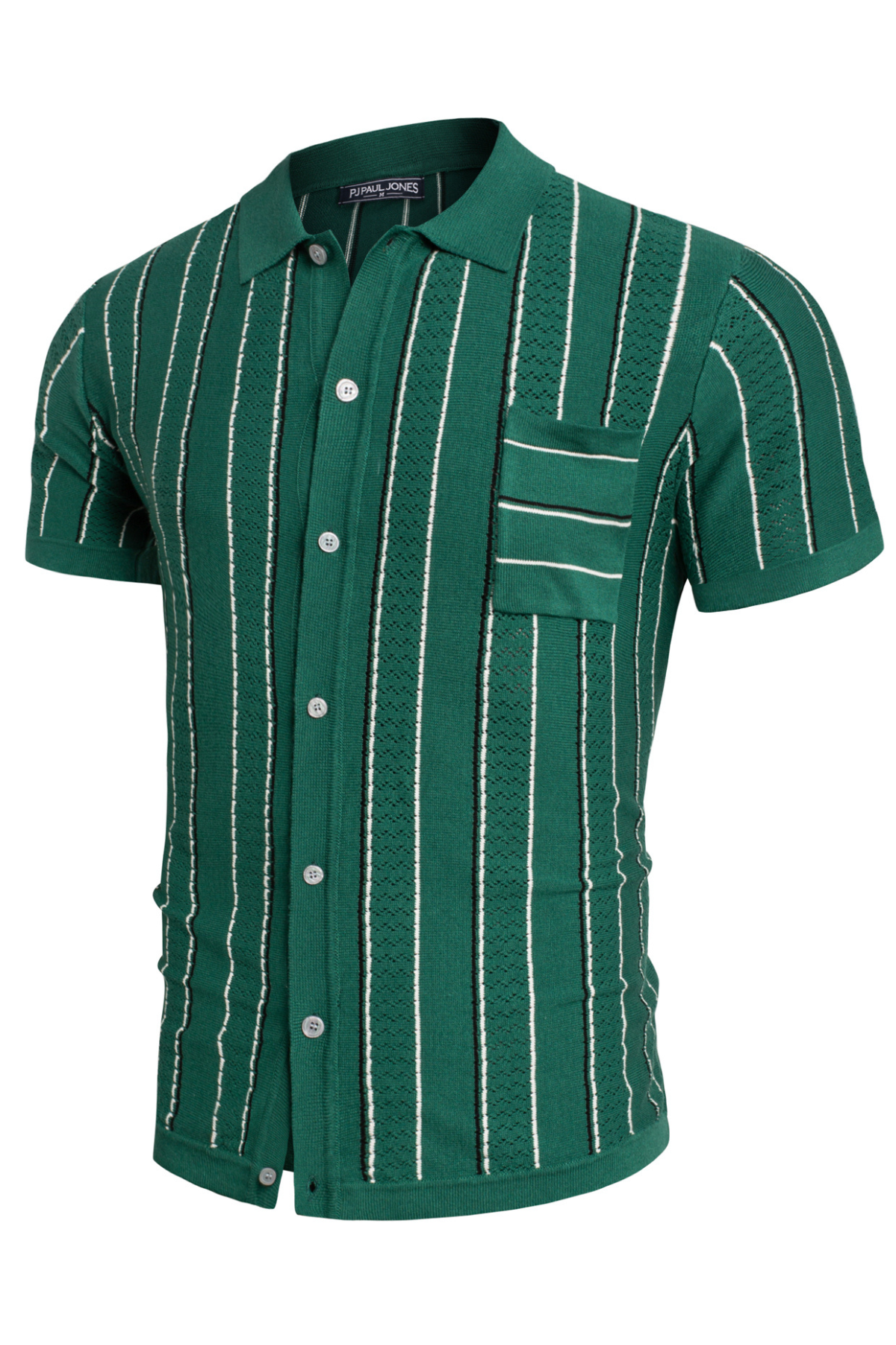 Men's Contrast Color Short Sleeve Cardigan - Lapel Collar Button Up Knit Sweater for Casual Wear & Office Outfits