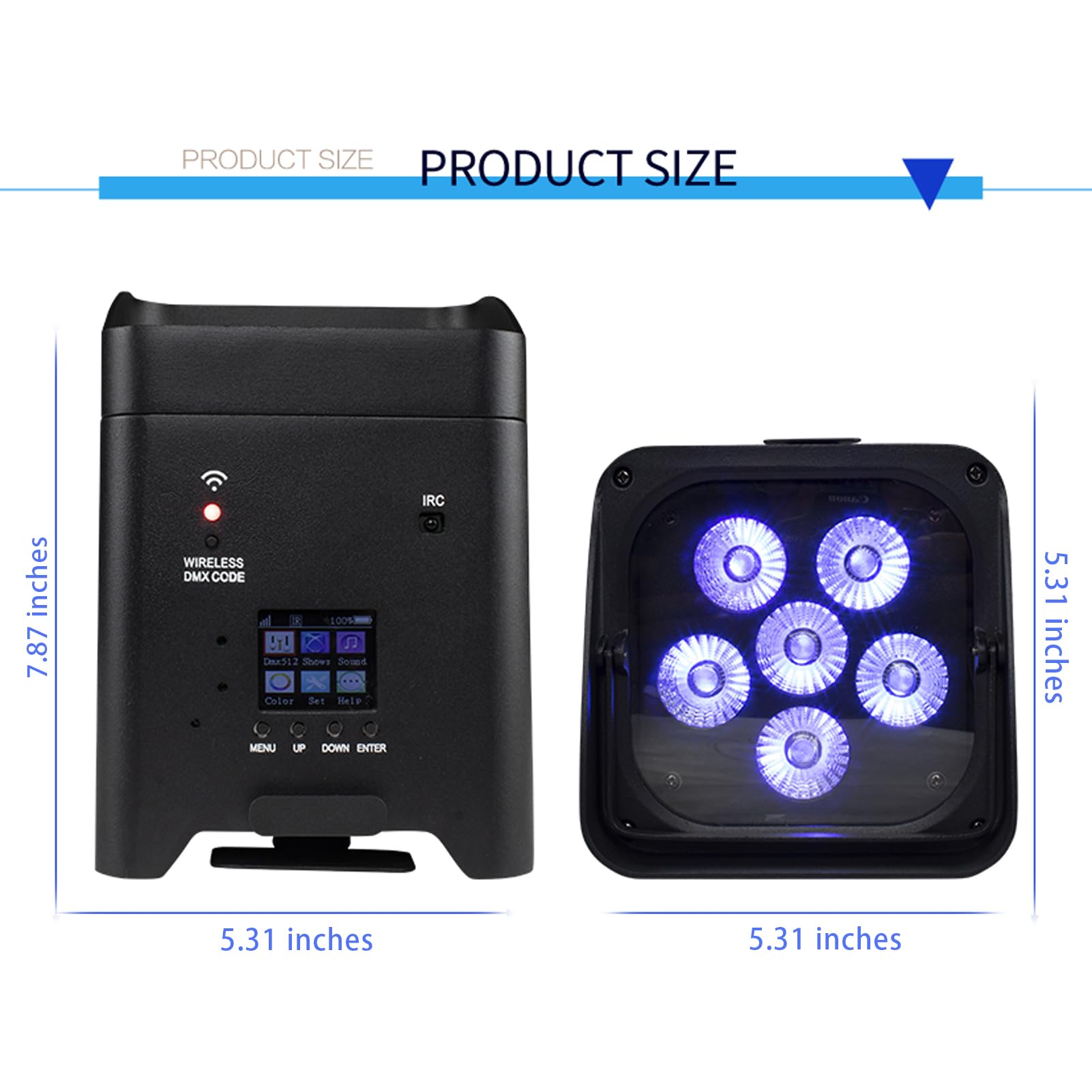 SHEHDS Rechargeable Wireless Stage Light - 6x18W RGBWA+UV Par Can DJ Lights with Remote, APP & DMX512 Control | 8800mAh Battery for Concerts, Parties, and Nightclubs