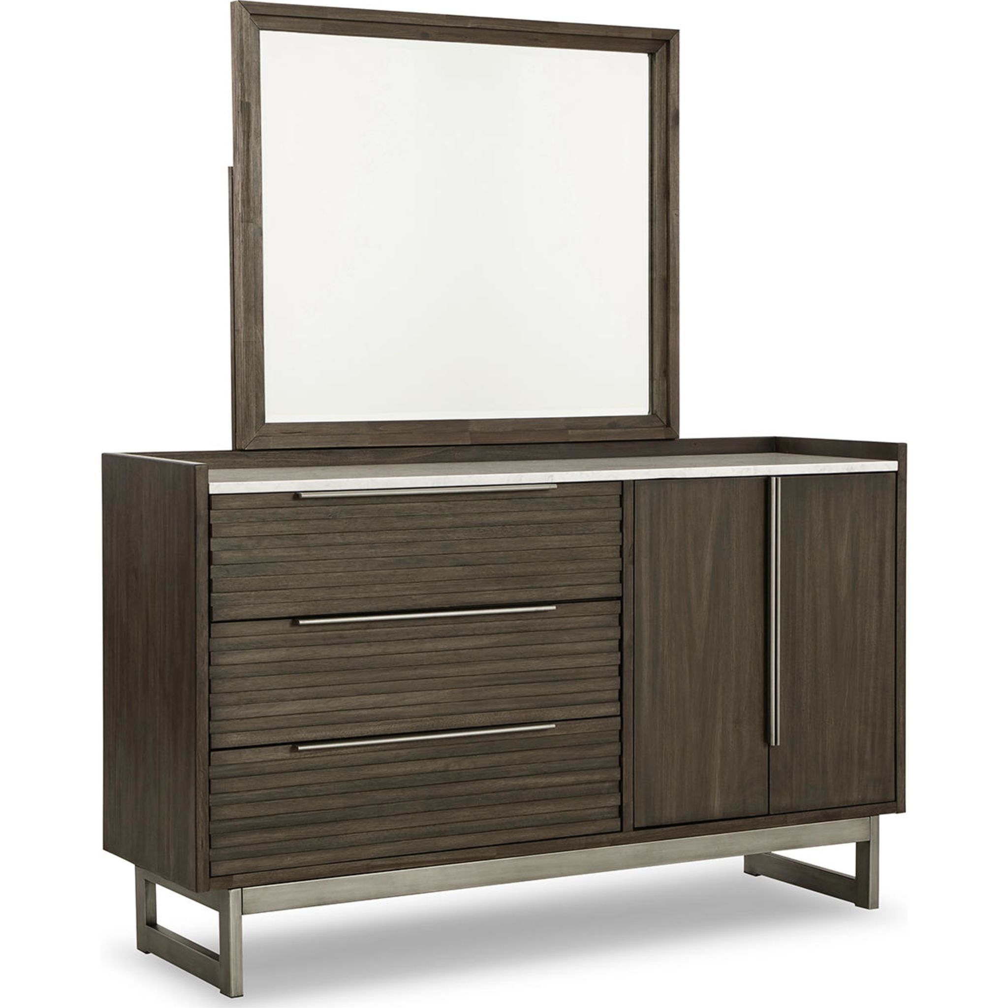 Arkenton 5-Drawer Dresser with Mirror - Grayish Brown Wooden Chest for Bedroom Storage & Organization | Perfect for Master Bedroom, Guest Room, or Nursery