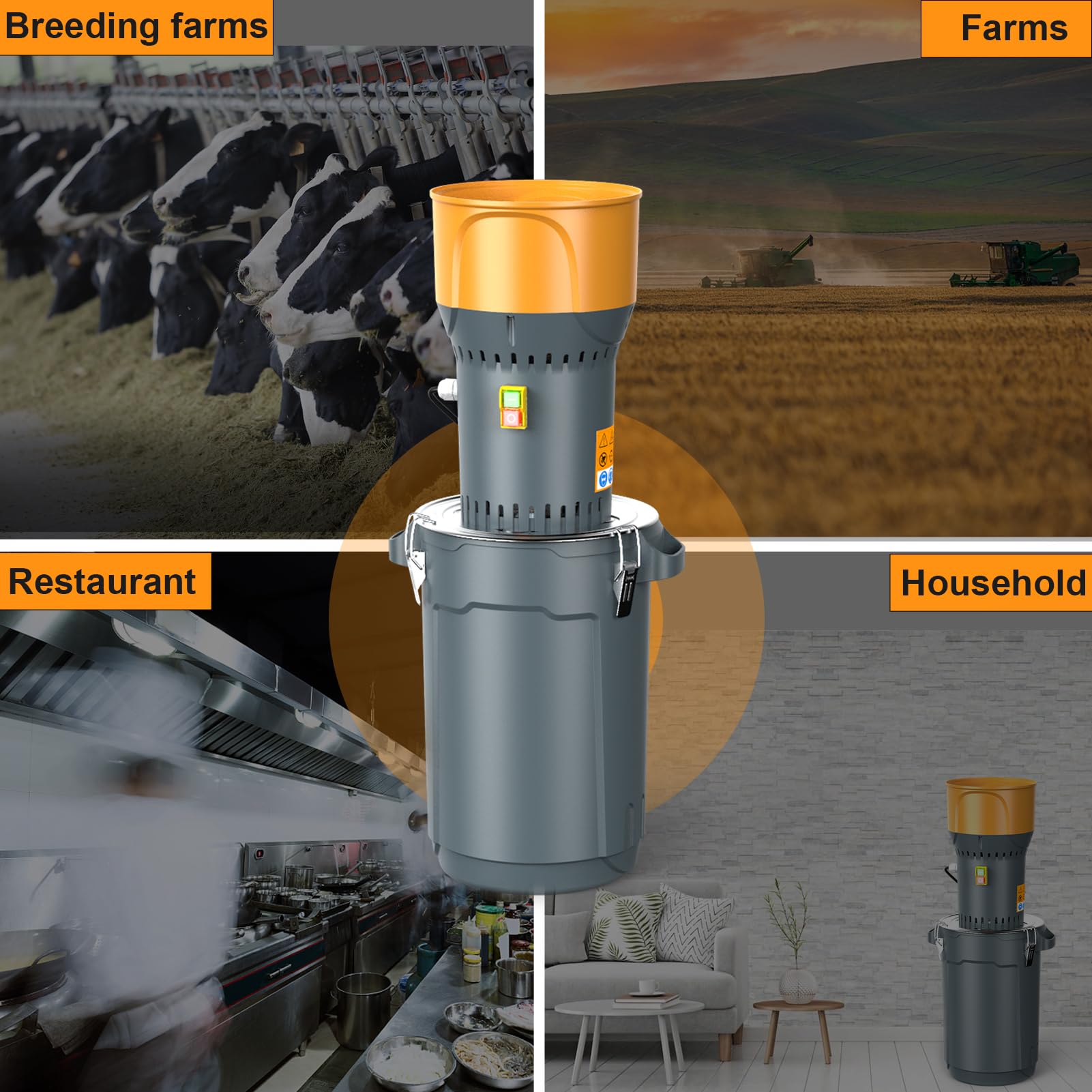 DETODDA 25L Electric Grain Mill Corn Grinder - Agricultural Grain Grinding Machine for Corn, Wheat, Feed & Flour - 5 Sizes Grinder Sieves + 1 Key - Perfect for Home Use, Farm Grain Processing & Animal Feed Preparation