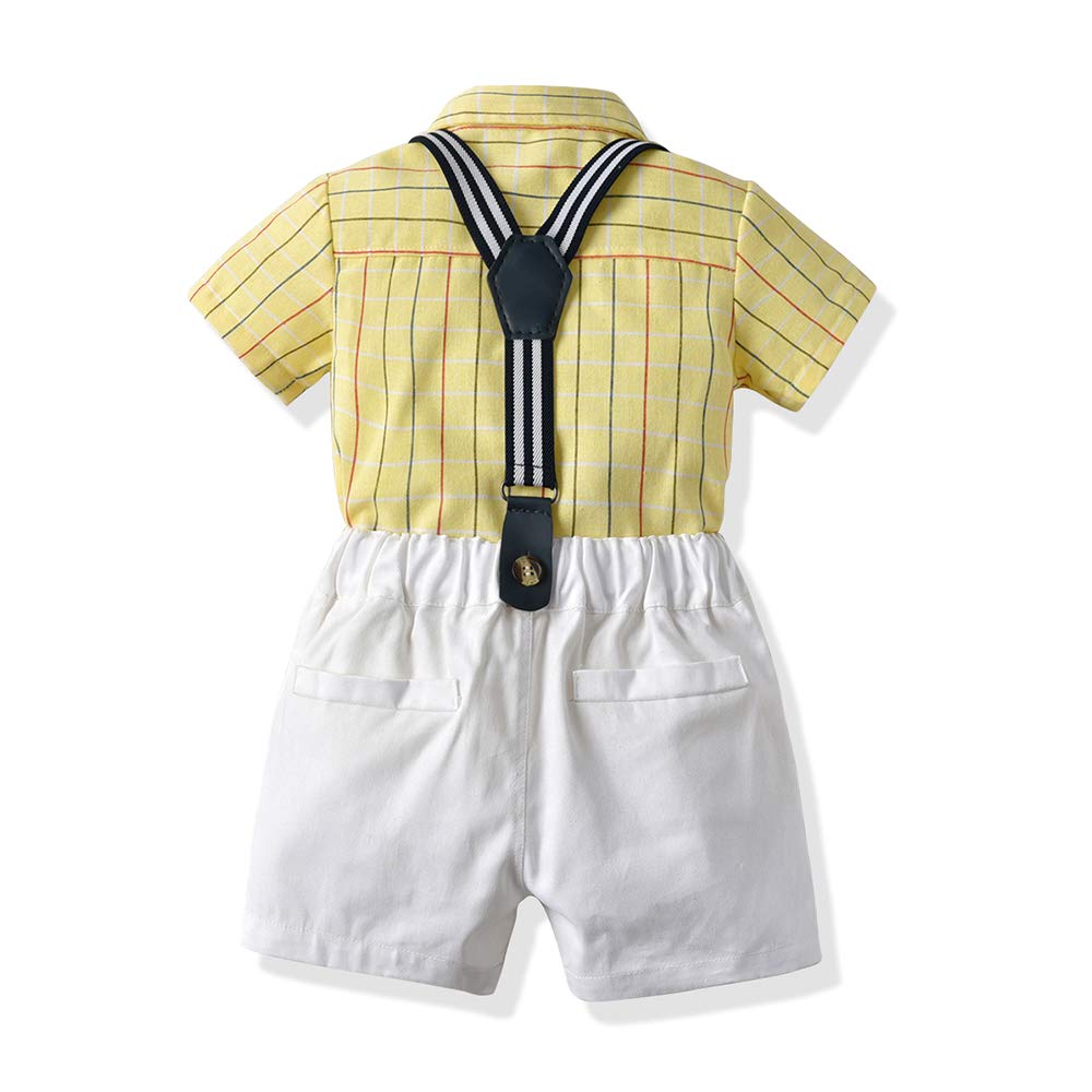 Stylish 2-Piece Summer Outfit for Toddler Boys - Cotton Striped Shirt with Bow Tie & Shorts Suit | Perfect for Weddings, Parties & Special Occasions