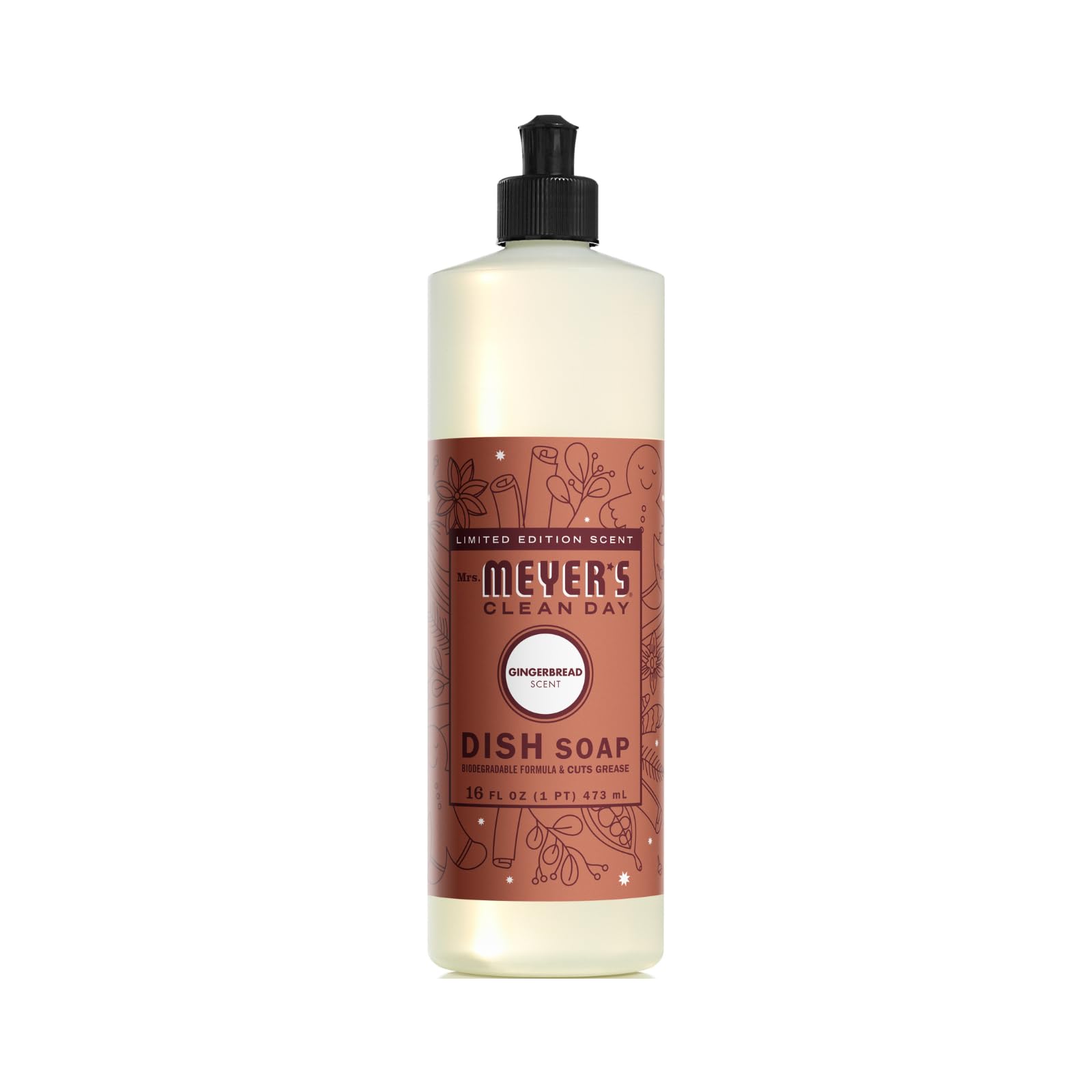 Mrs. Meyer's Clean Day Dish Soap 3-Pack Variety - 16 oz Each (Iowa Pine, Peppermint & Gingerbread Scents) | Plant-Based Dish Liquid for Handwashing | Perfect for Kitchen, Camping & RV Use
