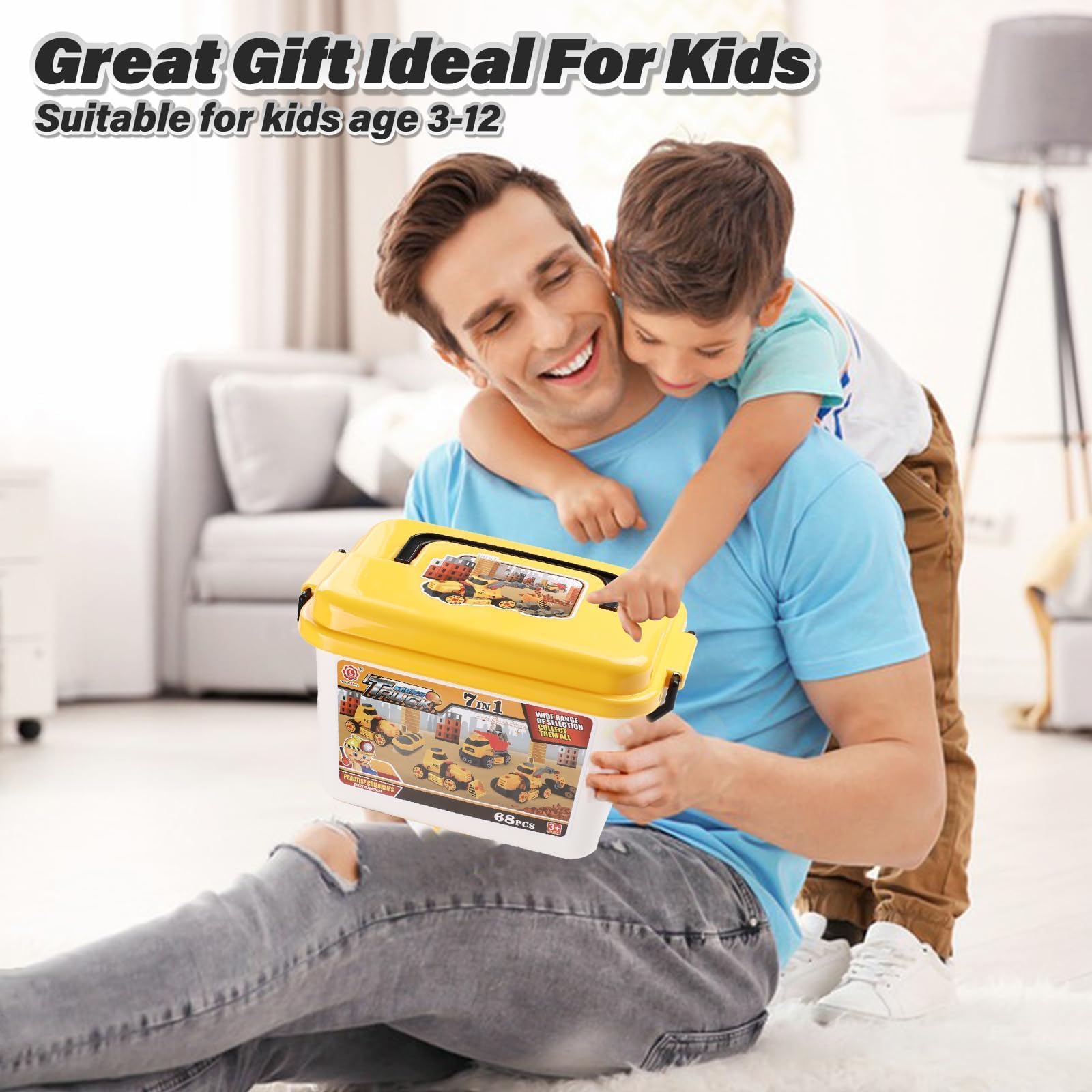 7 in 1 Take Apart Truck Toys with Electric Drill - STEM Construction Building Set for Kids Ages 3-8 | DIY Engineering Toy, Push & Go Vehicle, Educational Gift for Boys | Perfect for Birthday Presents, Classroom STEM Activities & Creative Playtime