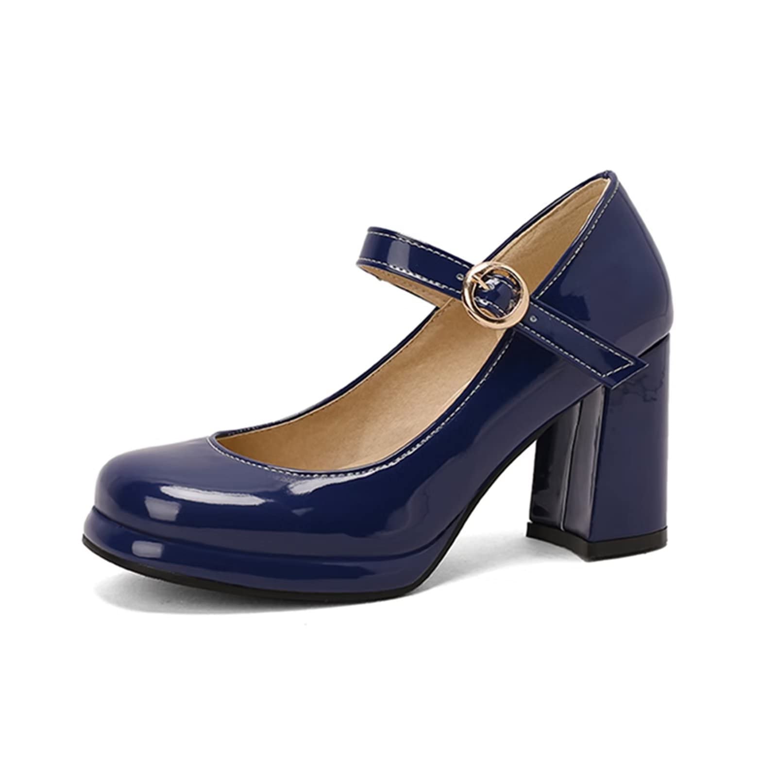 Women's Platform Block Heel Mary Jane Shoes - Round Toe Comfortable Pumps for Work, Party & Wedding (Casual & Formal Occasions)