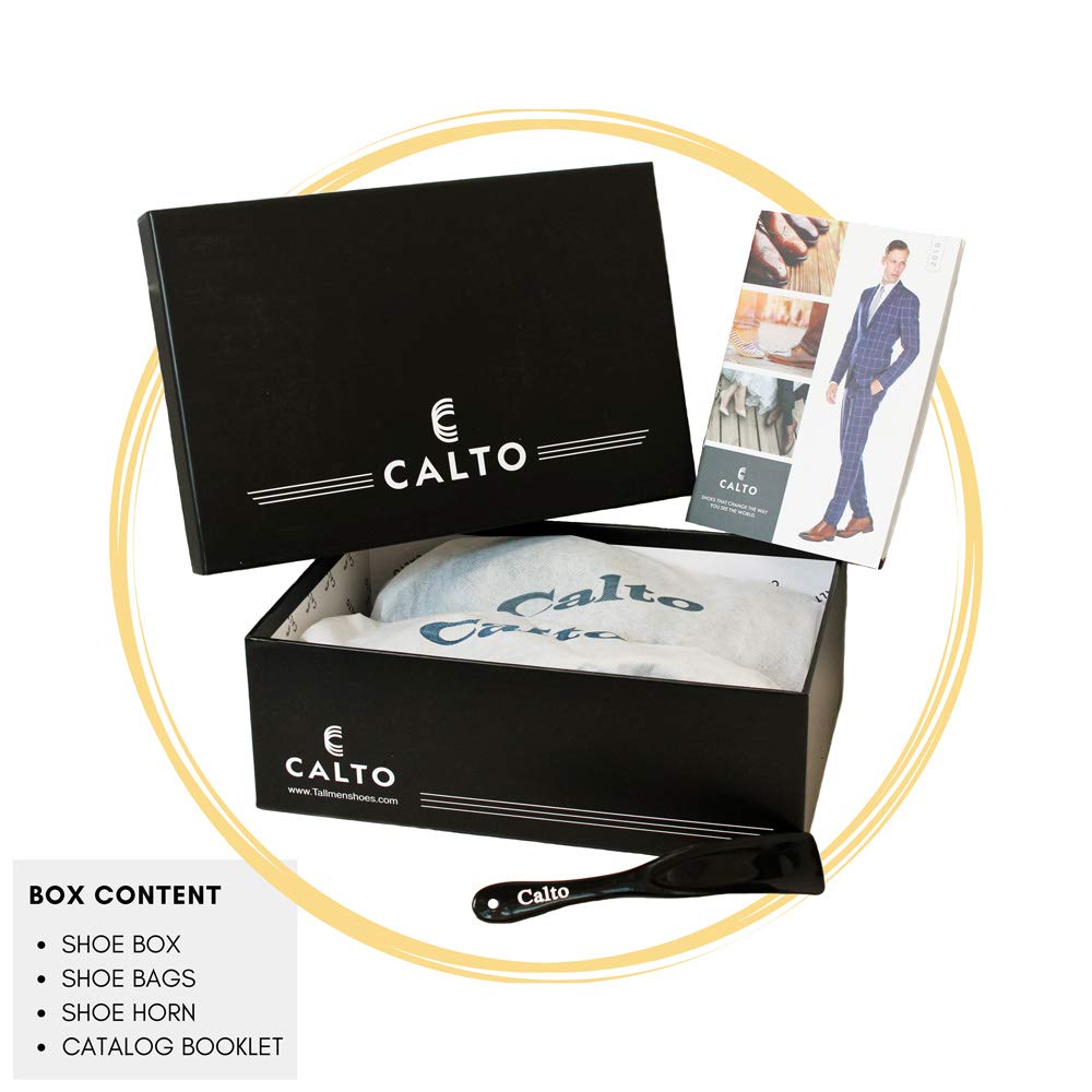 CALTO Men's 3 Inch Height Increase Elevator Dress Shoes - Pointed Toe Formal Shoes for Business, Dating & Special Occasions