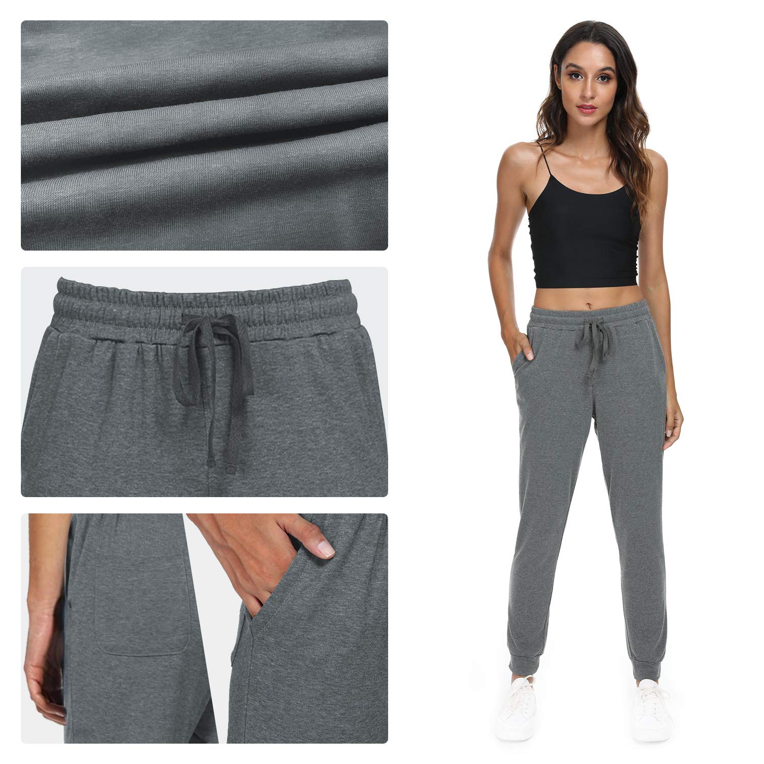 Women's Cotton Joggers Pants - Tapered Active Sweatpants for Yoga, Workout & Lounge with Pockets | Comfortable Casual & Athletic Wear for Everyday Use