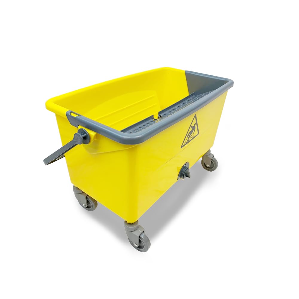 42-Liter Heavy-Duty Window Cleaning Flat Mop Bucket with Wheels - Multi-Compartment Microfiber Self-Cleaning System - Compact Design for Easy Floor Mopping - Perfect for Home, Office, and Commercial Cleaning