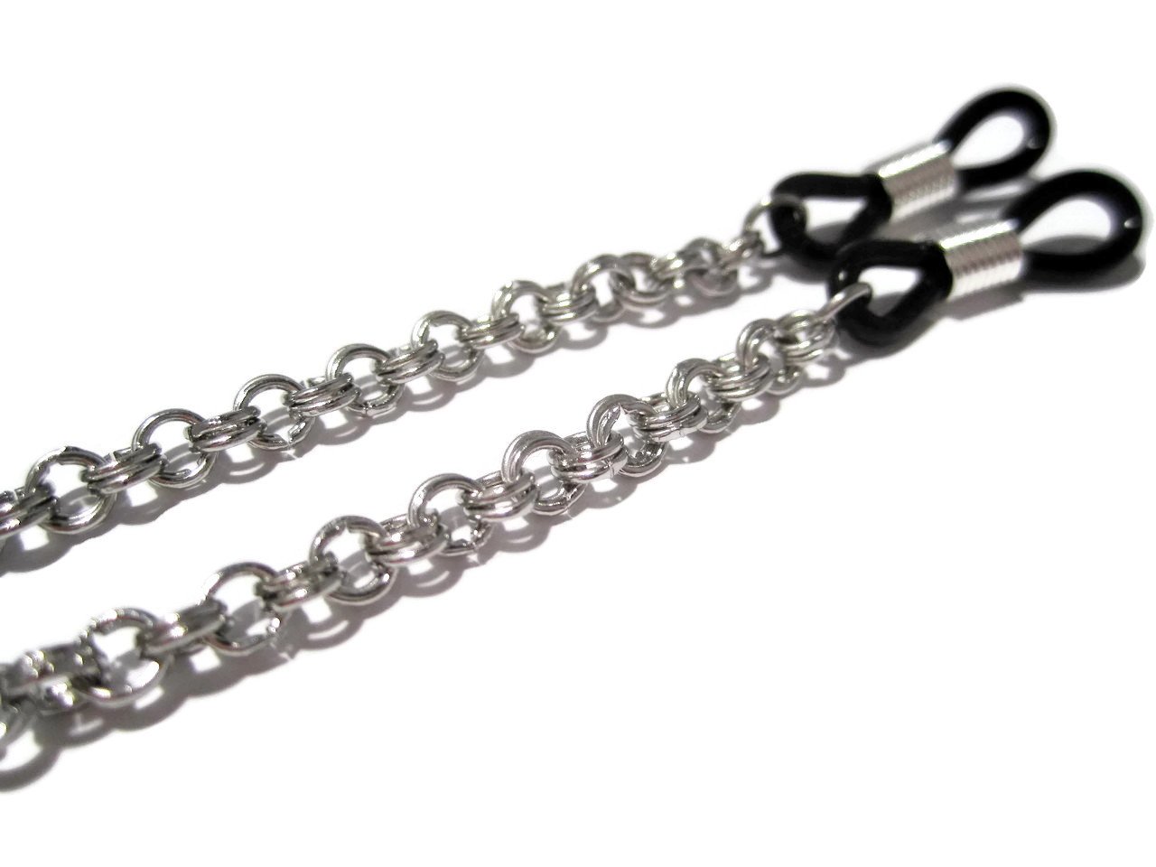Double Loop Eyeglass Holder with Black Grips - Secure Glasses Chain for Men & Women - Perfect for Reading, Driving, and Outdoor Activities