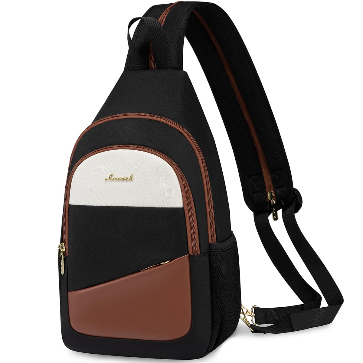 LOVEVOOK Women's Sling Backpack - Water-resistant Crossbody Bag for Hiking, Travel & Diaper Storage in Black/Brown/Beige