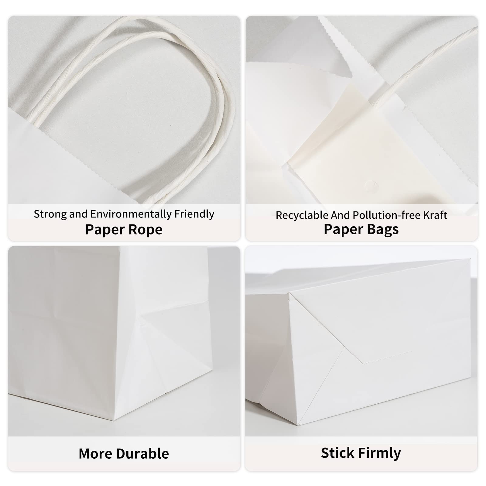 RACETOP 50Pcs Small White Gift Bags with Handles - 5.9