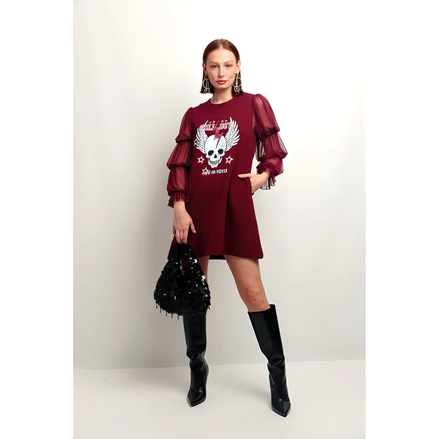 Elegant Ruffled Skull Robe - Gothic Fashion for Women | Perfect for Halloween, Cosplay, and Themed Parties