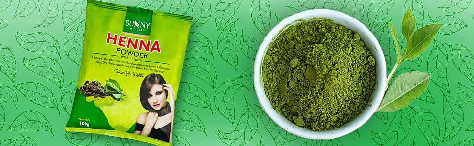 Natural Sunny Henna Powder with Arnica, Bhringraj, Amla & Brahmi – Hair Conditioner for Dry Hair | Safe for Hands & Feet | 100g (Pack of 4) | Perfect for DIY Hair Coloring, Mehndi Art & Natural Beauty Treatments