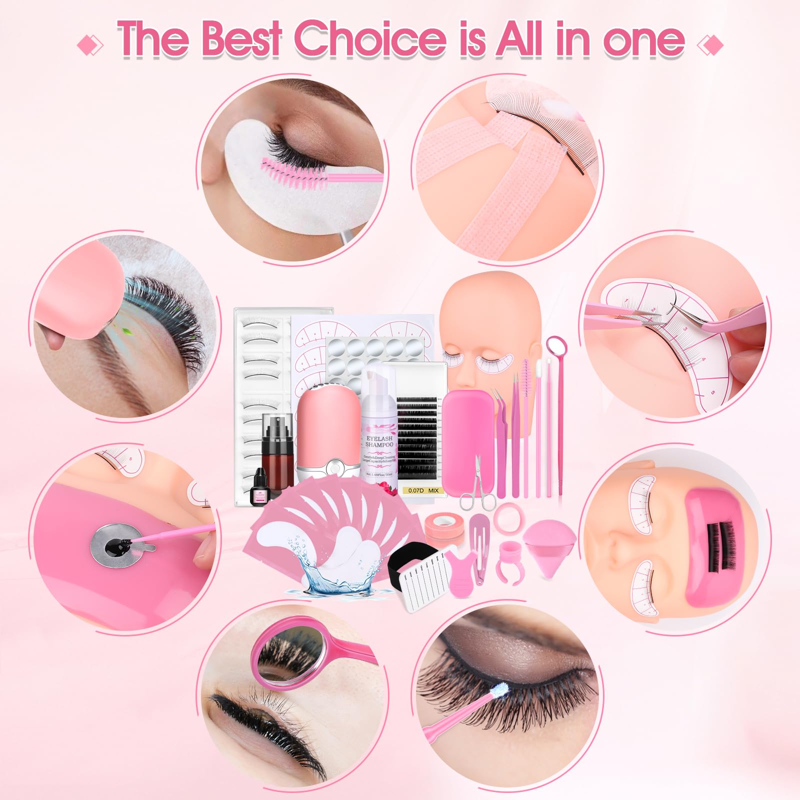 Professional 484 Pcs Eyelash Extension Kit for Beginners - Complete DIY Lash Set with Tweezers, Glue & Accessories - Perfect for Home, Salon & Spa Use