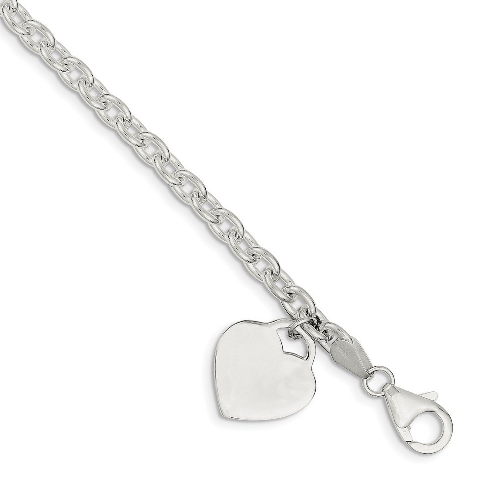 925 Sterling Silver 1.5mm Heart Charm Bracelet with Lobster Clasp - Dainty Adjustable 8.5