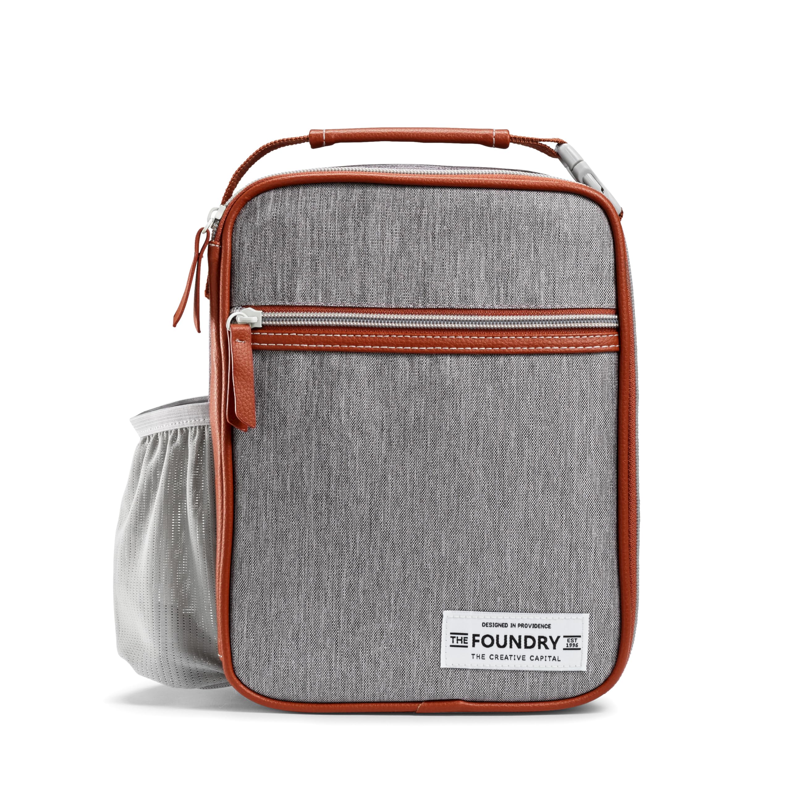 **Fit & Fresh Foundry Insulated Lunch Bag with 2 BPA-Free Food Containers - Reusable Lunch Box & Soft Mini Cooler for School, Work, Picnics & Travel - Grey**    *(Perfect for keeping meals fresh at the office, school lunches, outdoor adventures, or road trips!)*
