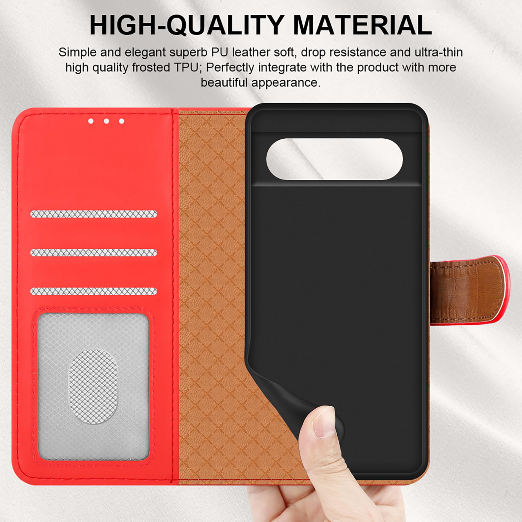 Premium Leather Wallet Case for Google Pixel 8 - Magnetic Flip Cover with Stand, RFID Blocking & Full Protection | Compatible with Pixel 8 Phone (Red) | Perfect for Business, Travel & Everyday Use