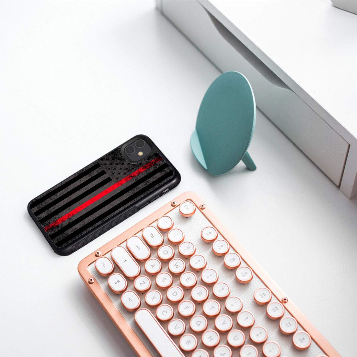 Slim Anti-Scratch Shockproof TPU Case for iPhone 11 Pro Max (6.5 inch 2019) - Thin Red Line American Flag Design | Durable Protective Cover for Everyday Use, Work & Travel