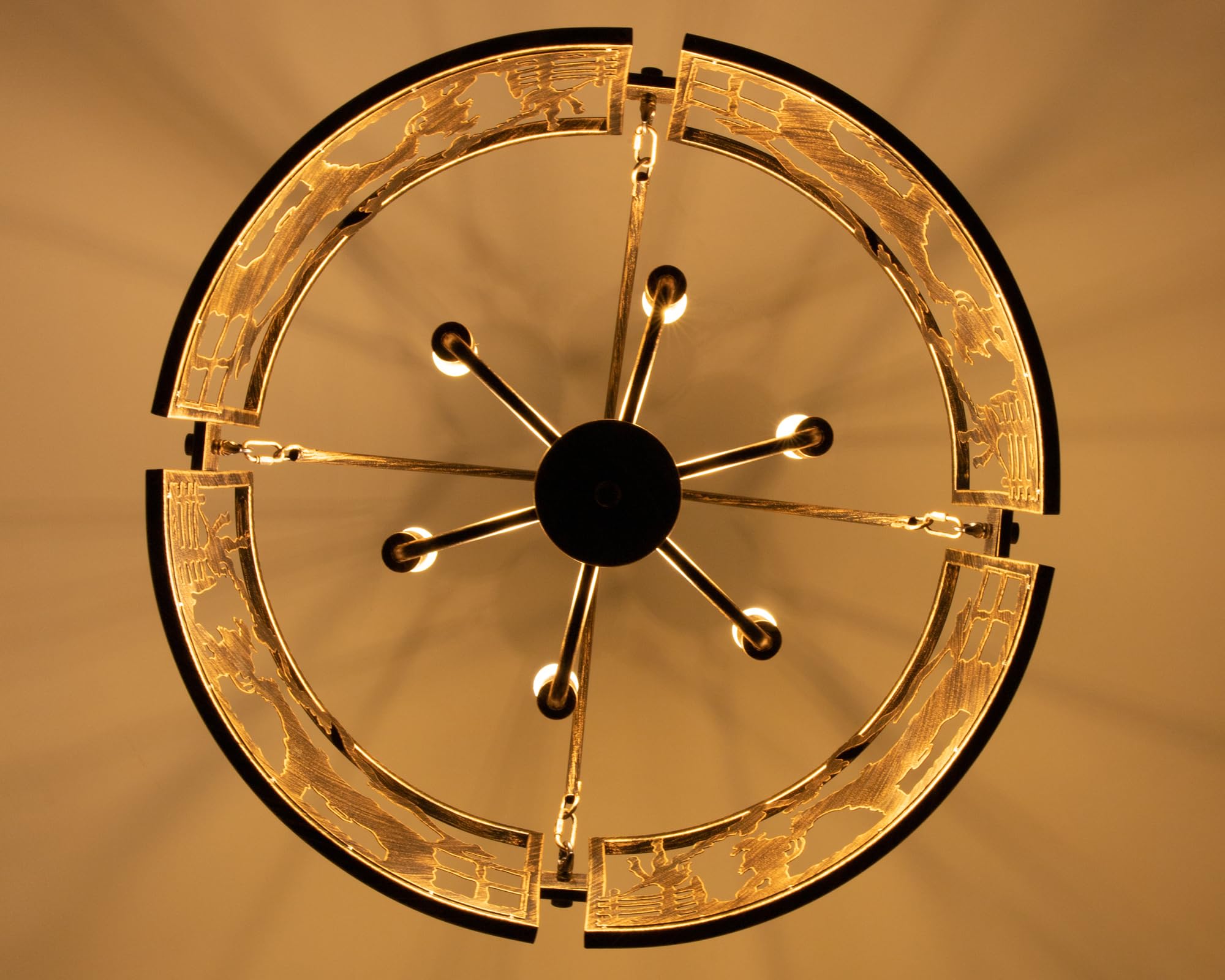 TOCHIC 6-Light Farmhouse Chandelier - Rustic Bronze Metal Drum Pendant Light for Dining Room, Living Room, Bedroom & Entryway - Western Cowboy Style Ceiling Fixture (26.37