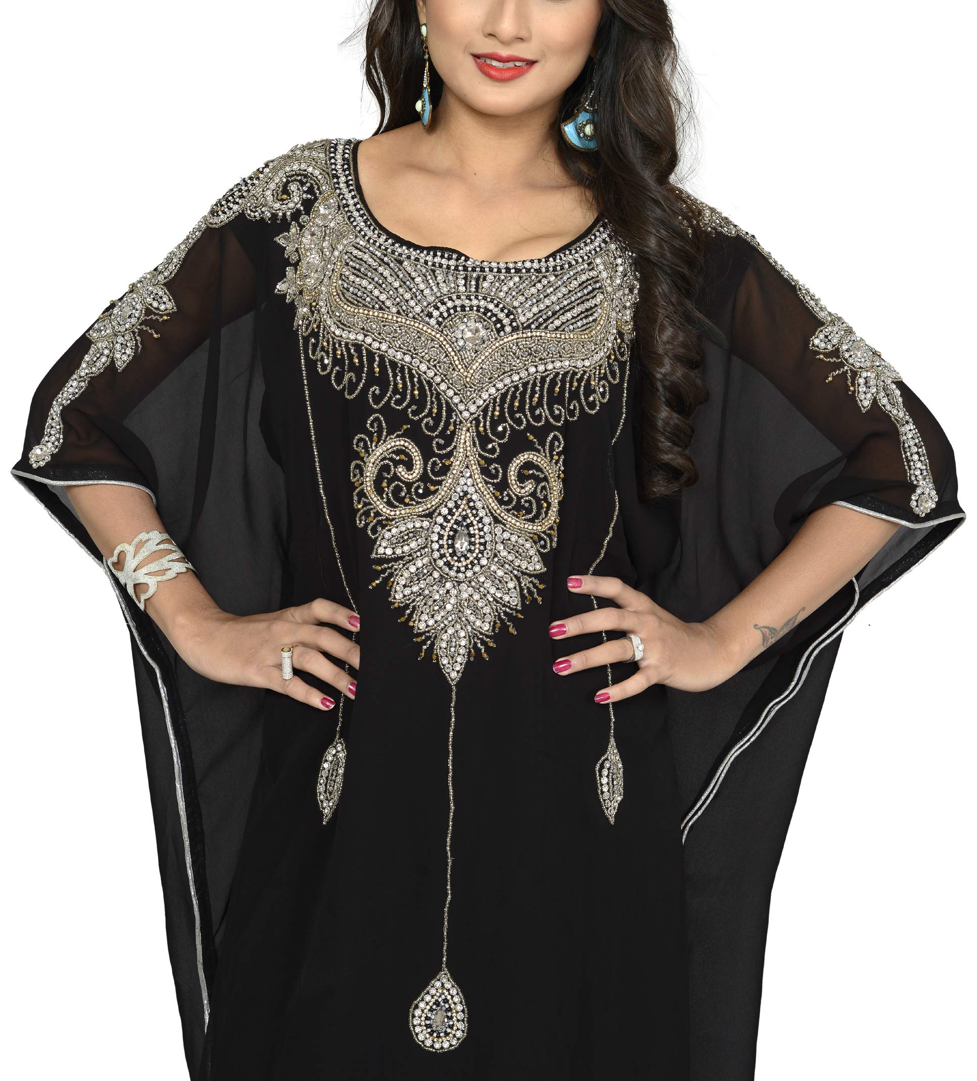 KoC Women's Kaftan Farasha Caftan Kimono Long Maxi Dress - Summer Beach Cover Up, Free Size, Boho Chic Loungewear for Vacation, Pool Party & Resort Wear