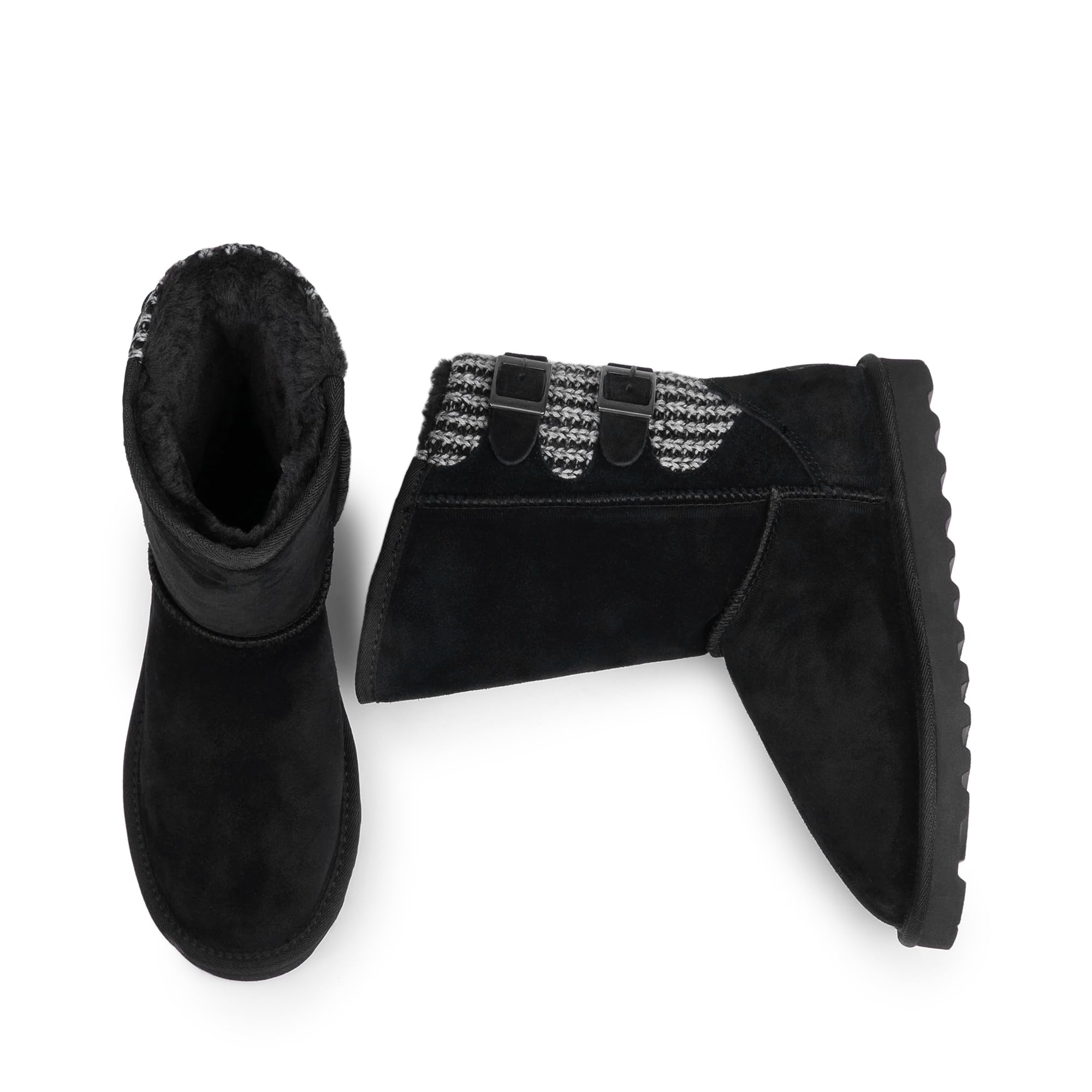 DREAM PAIRS Women's Mid Calf Winter Snow Boots - Waterproof Warm Fuzzy Lined Booties with Buckle Detail for Cold Weather - Perfect for Snowy Days, Outdoor Activities & Winter Fashion