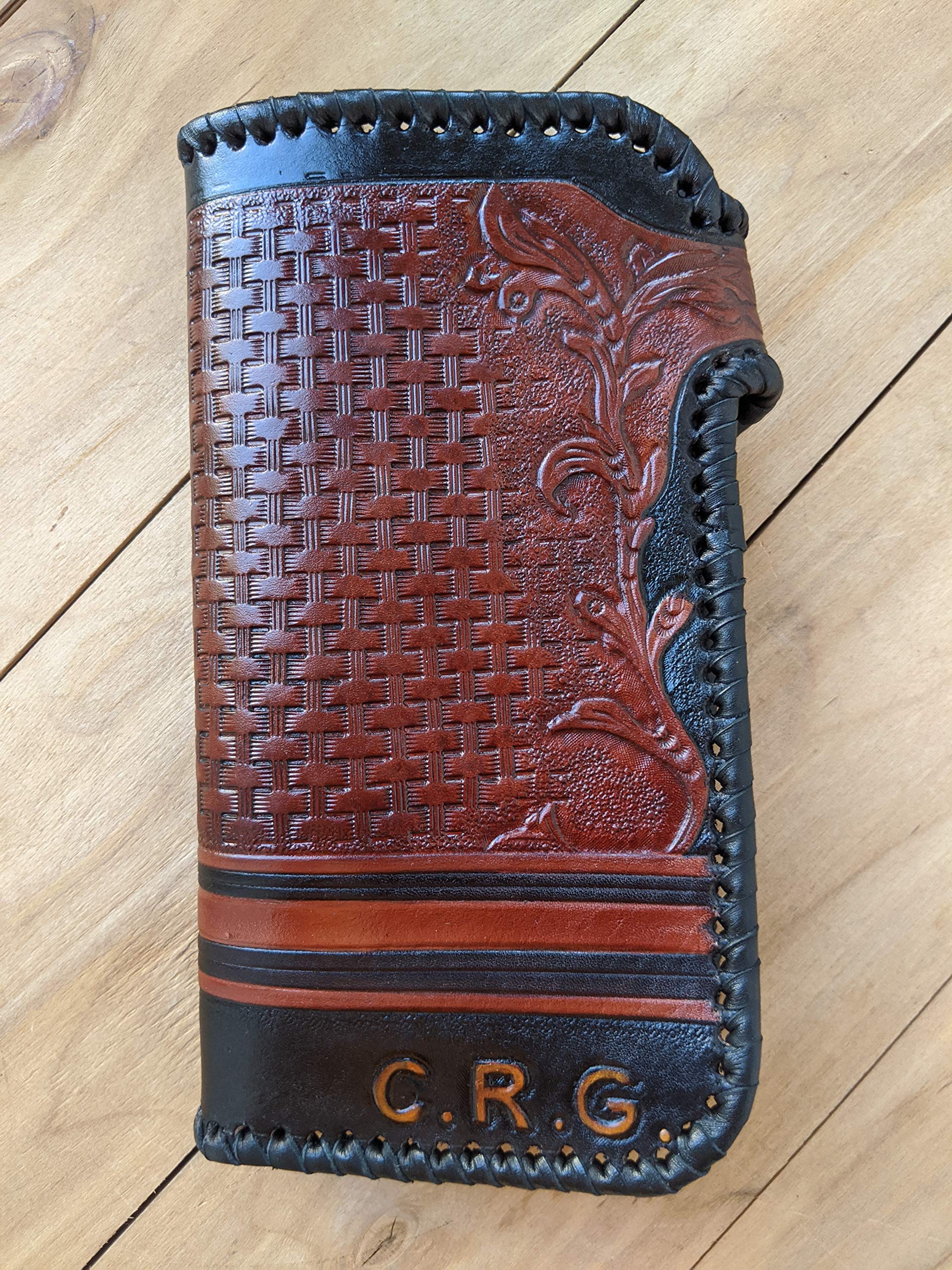 Handmade 3D Genuine Leather Wallet for Men - Custom Engraved Biker Wallet with Hand-Painted Design - Perfect for Motorcycle Riders & Gift Giving