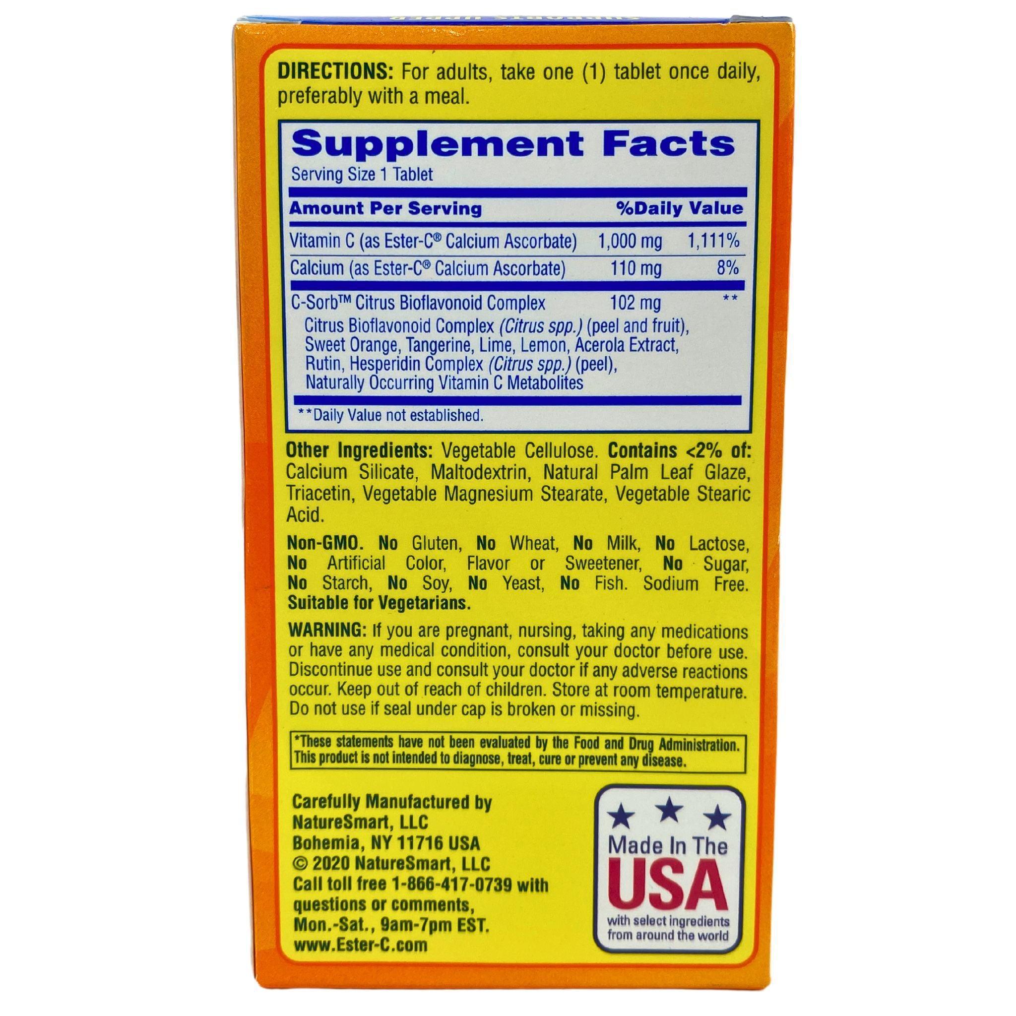 Ester C The Better Vitamin C 1000mg - 24 Hour Immune Support, Maximum Strength Non-GMO Vegetarian Coated Tablets (25 Count) - Daily Immune Boost for Adults & Kids, Cold & Flu Season Protection