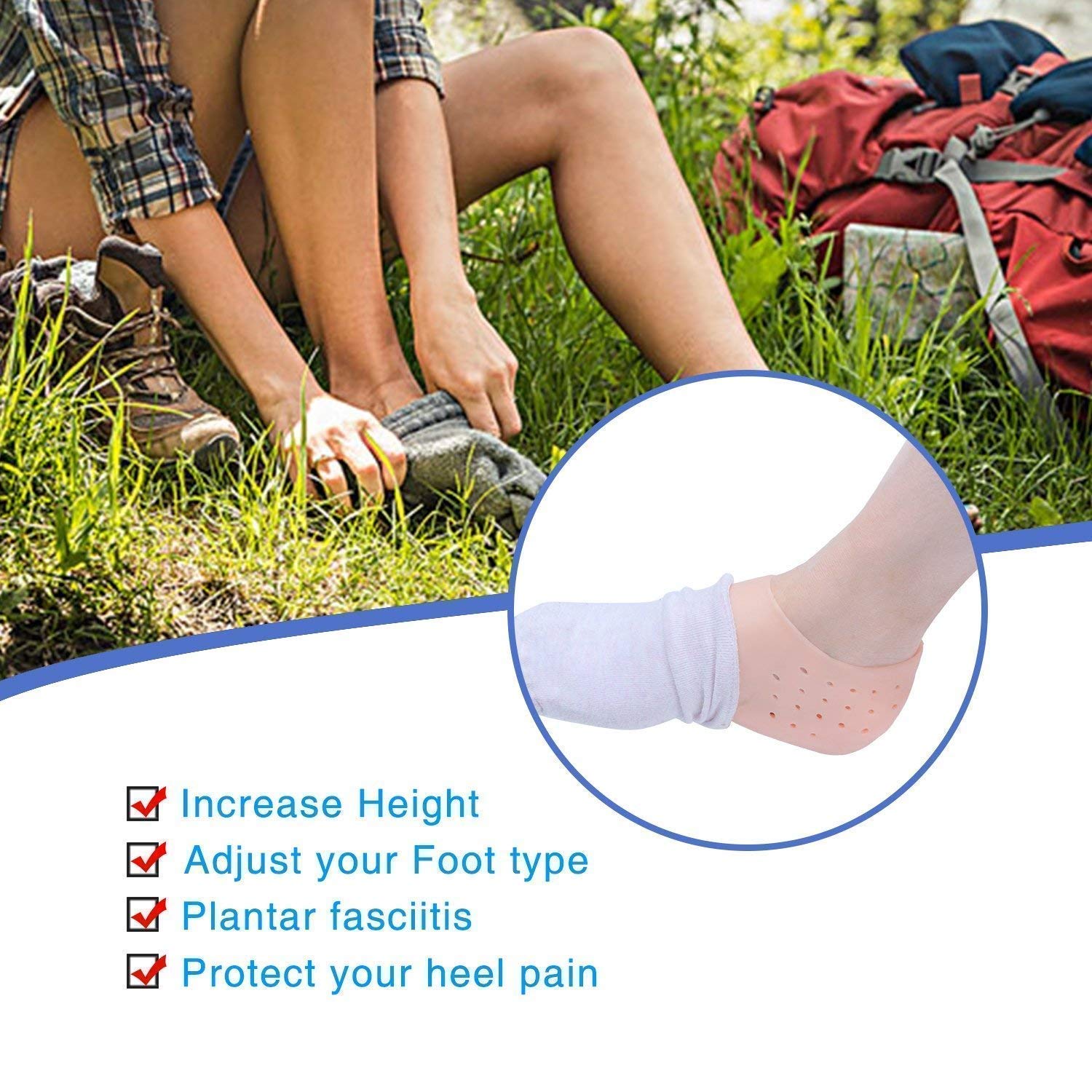 Anti-Slip Half Heel Socks with Silicone Gel - Moisturizing Foot Care Socks for Cracked Heels & Pain Relief - Unisex Beige One Size Fits All - Perfect for Sleeping, Yoga & Home Relaxation