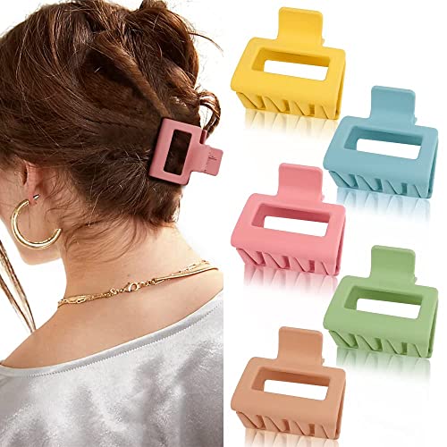 ATODEN 5-Piece Matte Square Claw Hair Clips for Women - Small Hair Clamps for Thick & Thin Hair - Stylish Hair Accessories & Birthday Gifts - Perfect for Work, School, Parties & Everyday Use