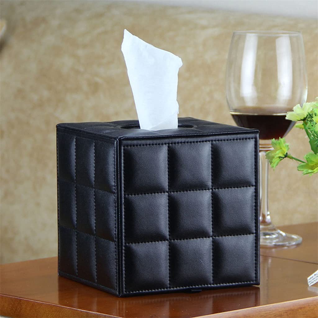 1PC PU Leather Tissue Box Holder - Stylish Napkin Organizer Storage Box for Home & Office (Black, European Size) | Perfect for Dining Table, Kitchen Counter, Bathroom & Living Room Decor