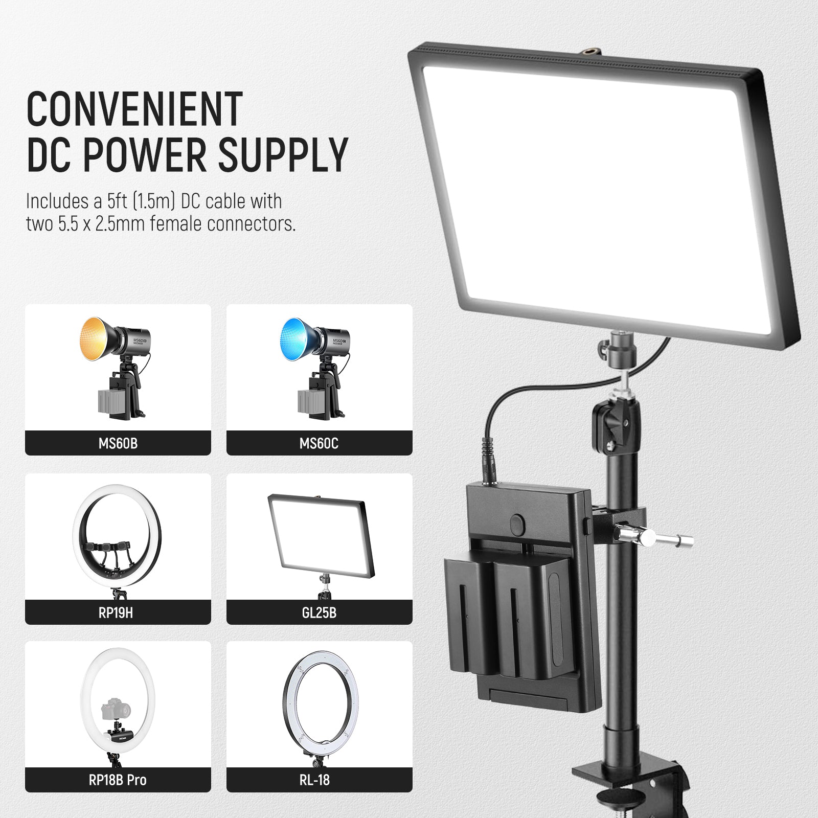 NEEWER PS010E NP-F to V-Mount Battery Converter Adapter - Power Your Camera & LED Lights for Photography & Videography