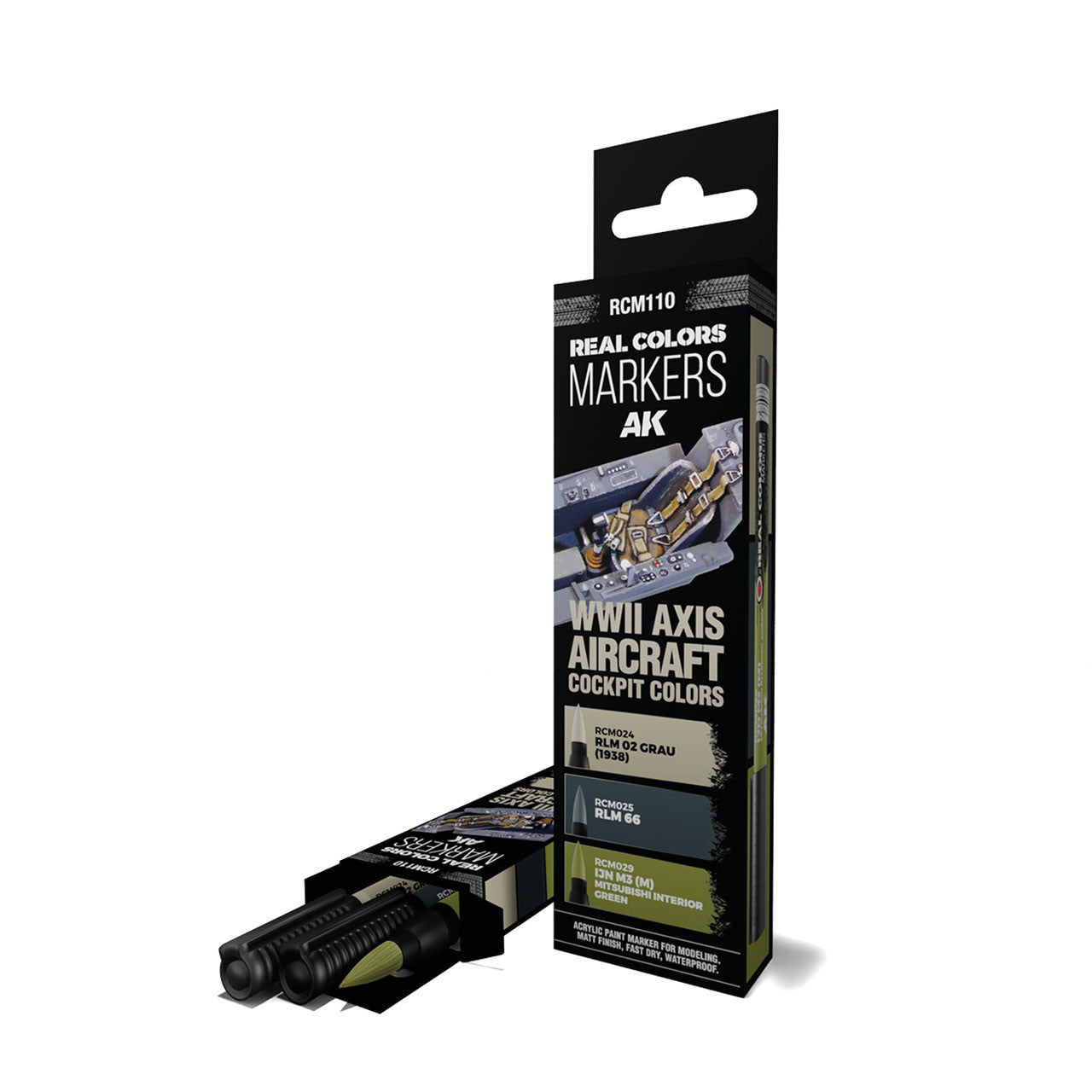 AK Interactive Real Colors Markers - WWII Axis Aircraft Cockpit Colors Paint Set for Model Kits - Perfect for Scale Model Building, Historical Aircraft Restoration & DIY Craft Projects
