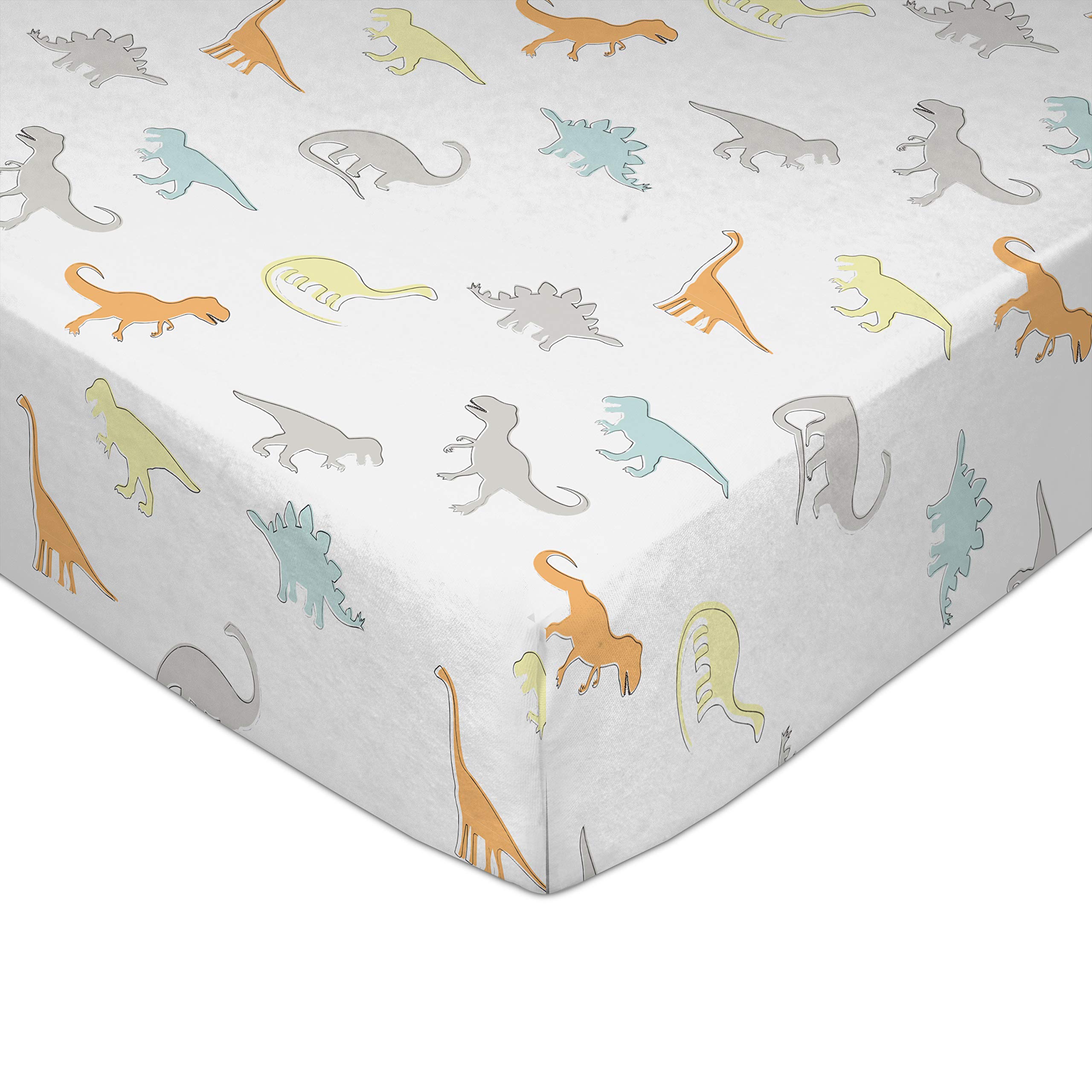 Dino Land 4-Piece Baby Crib Bedding Set - Soft Quilt, 2 Fitted Sheets & Bed Skirt | Perfect Nursery Decor for Boys & Girls | Safe & Comfortable for Newborns & Toddlers