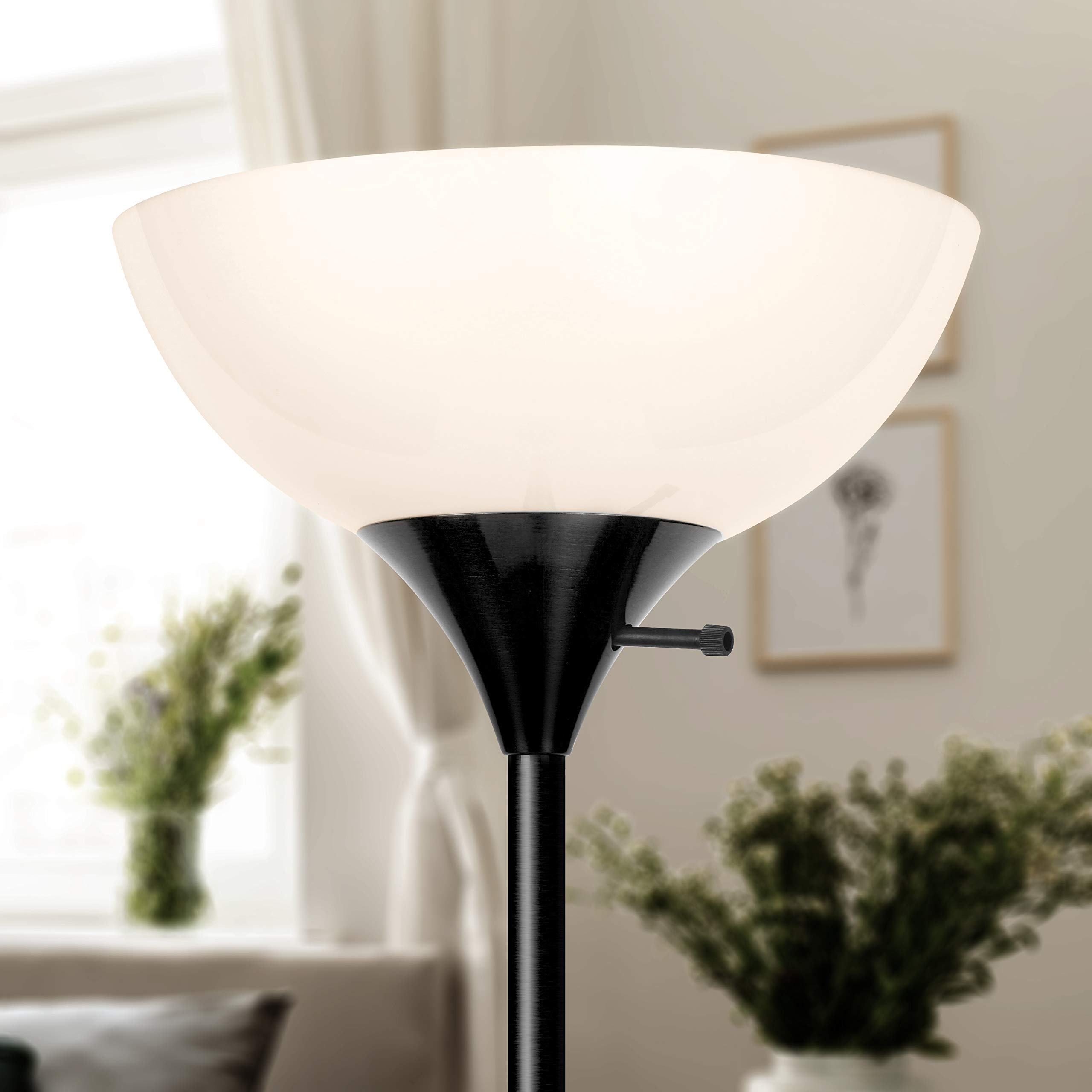 Brightech Sky Dome & Sky Dome Plus LED Floor Lamp Set - Dimmable Modern Standing Lamp for Living Room, Bedroom & Office - Tall Pole Torchiere & Reading Lamp in Black - Perfect for Ambient Lighting & Task Lighting