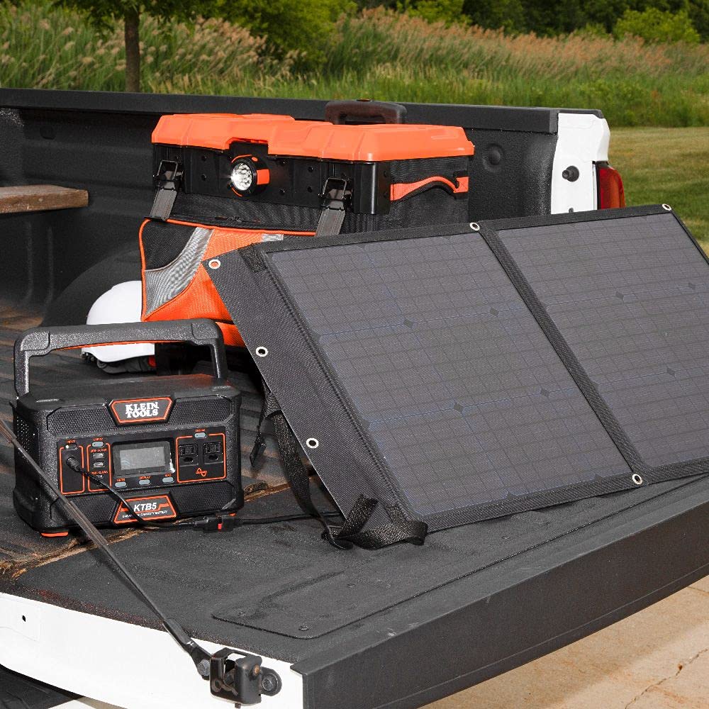 Klein Tools 29250 60W Foldable Solar Panel - Portable Solar Charger for Power Banks, Phones, Tablets & Outdoor Camping Gear | Perfect for Hiking, RV Trips & Emergency Power Backup