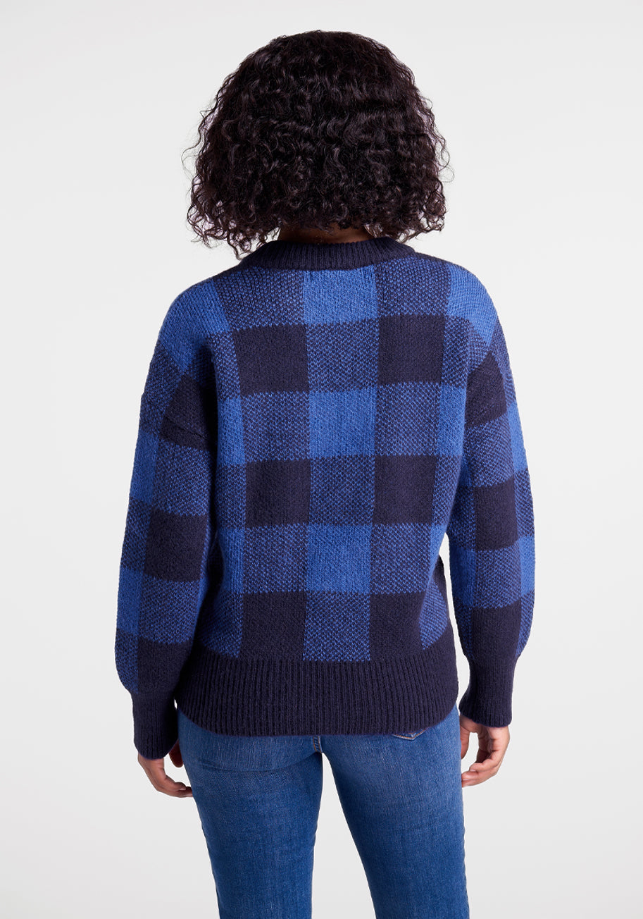 Check Magnet Sweater - Stylish Magnetic Closure Cardigan for Women | Perfect for Office, Travel & Casual Wear