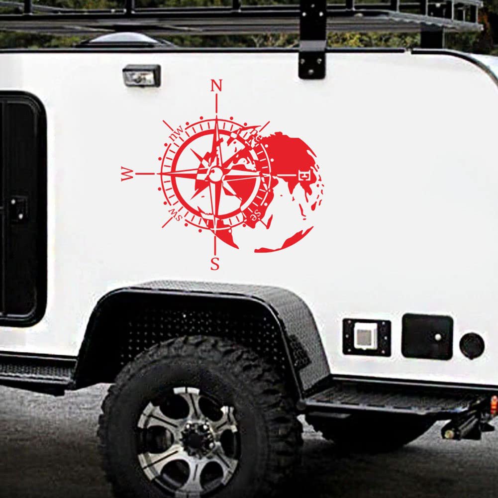 3D Waterproof Vinyl Car Stickers - Mountain Compass Decals for Auto Hood, Body & Side Door | Durable Vehicle Decoration Accessories (Red) | Perfect for Off-Road Adventures & Outdoor Enthusiasts