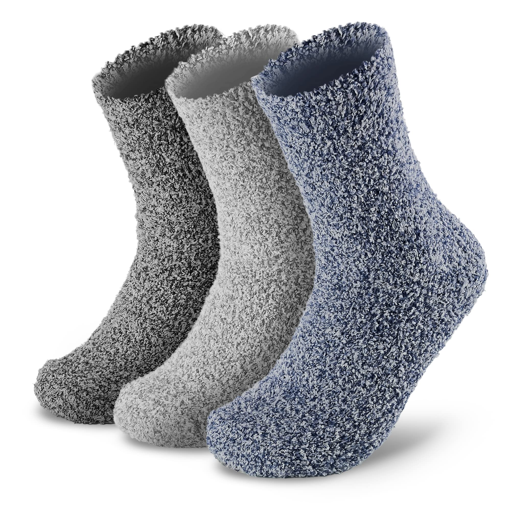 MONFOOT Women's & Men's 2-3 Pack Ultra Soft Fuzzy Warm Slipper Socks - Cozy Indoor & Outdoor Winter House Socks for Home, Office & Travel