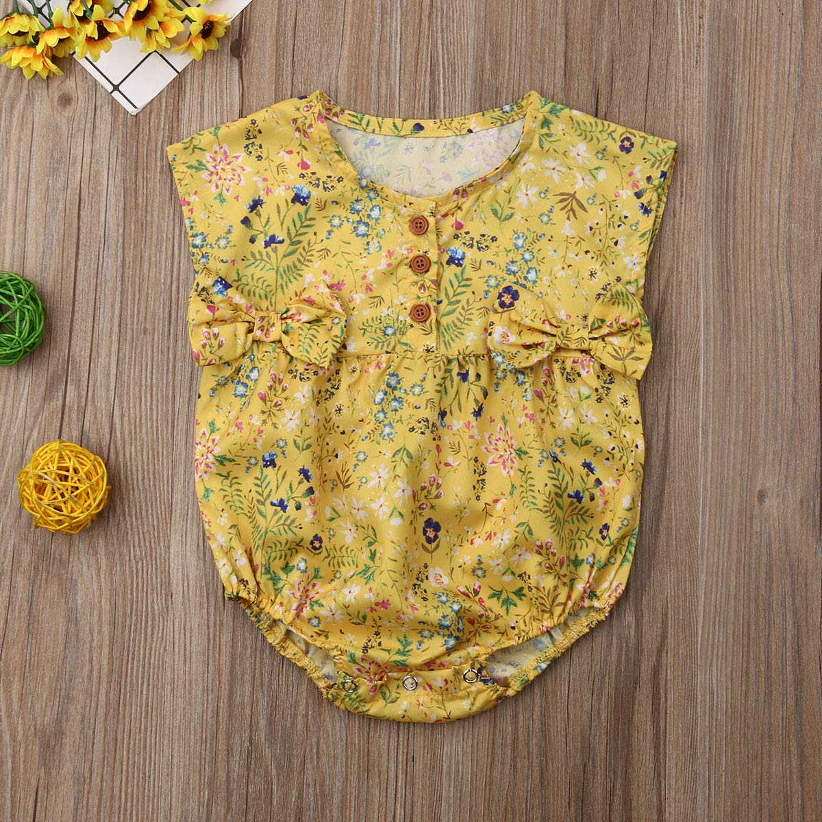Newborn Baby Girls Romper - Striped & Floral Printed Sleeveless Bodysuit with Bowknot | Soft Cotton Onesie for Summer Outfits, Photo Shoots & Playtime