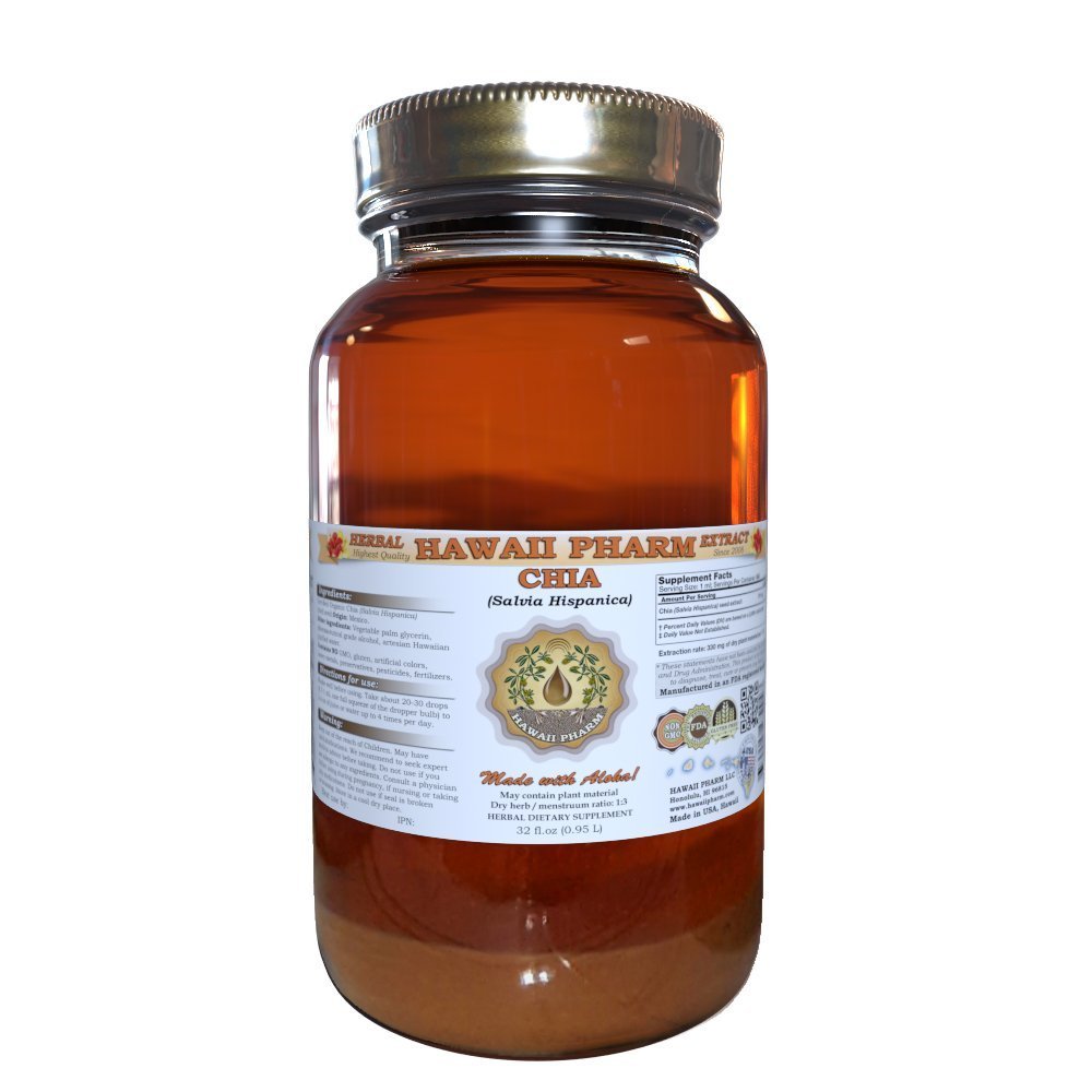 Organic Chia Seed Liquid Extract (Salvia Hispanica) - 32 oz Unfiltered Herbal Supplement for Energy, Digestion & Skin Health - Perfect for Smoothies, Teas & Wellness Drinks