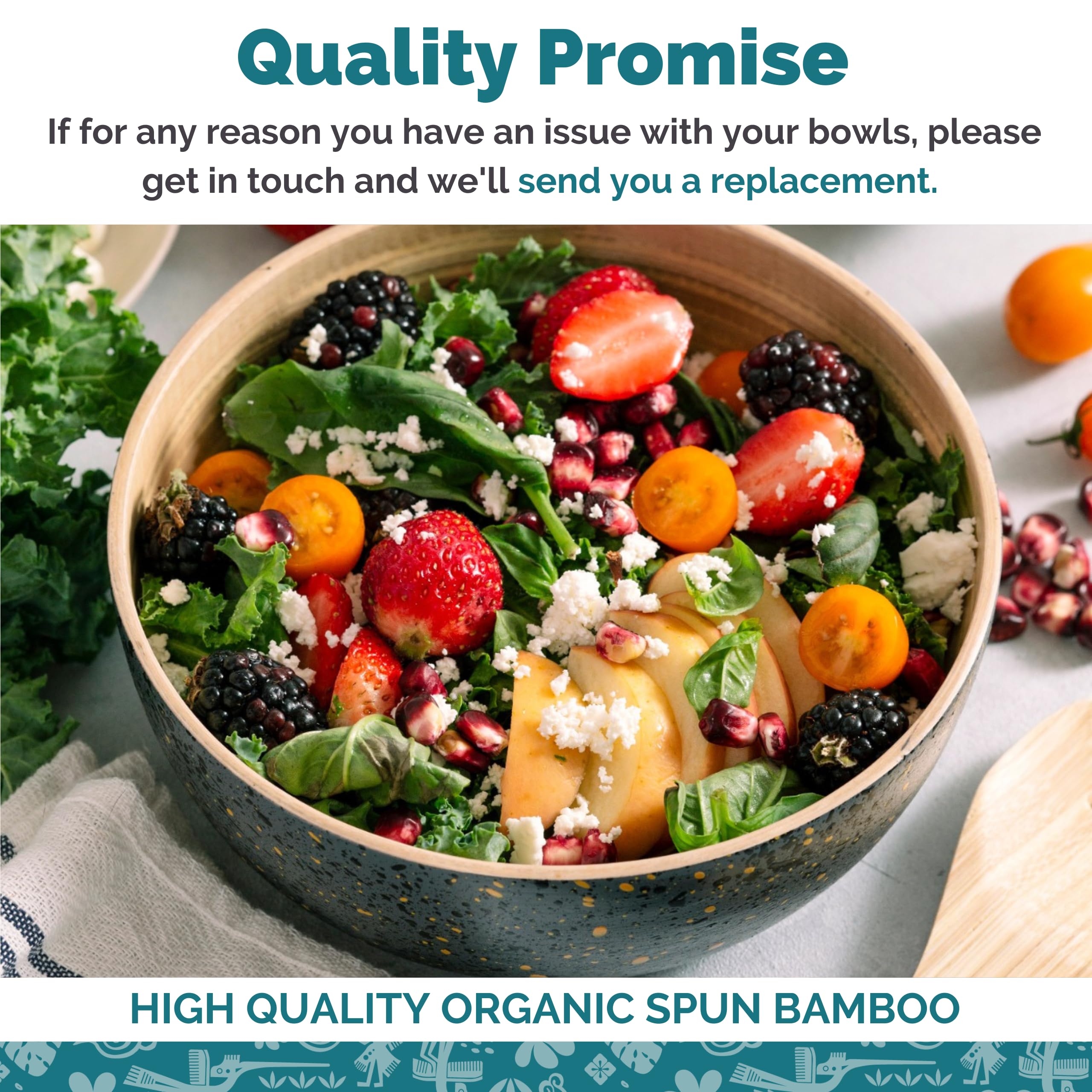 Handmade Bamboo Salad Bowl - Wooden Serving Bowl for Pasta & Snacks | Kitchen & Dining Decor