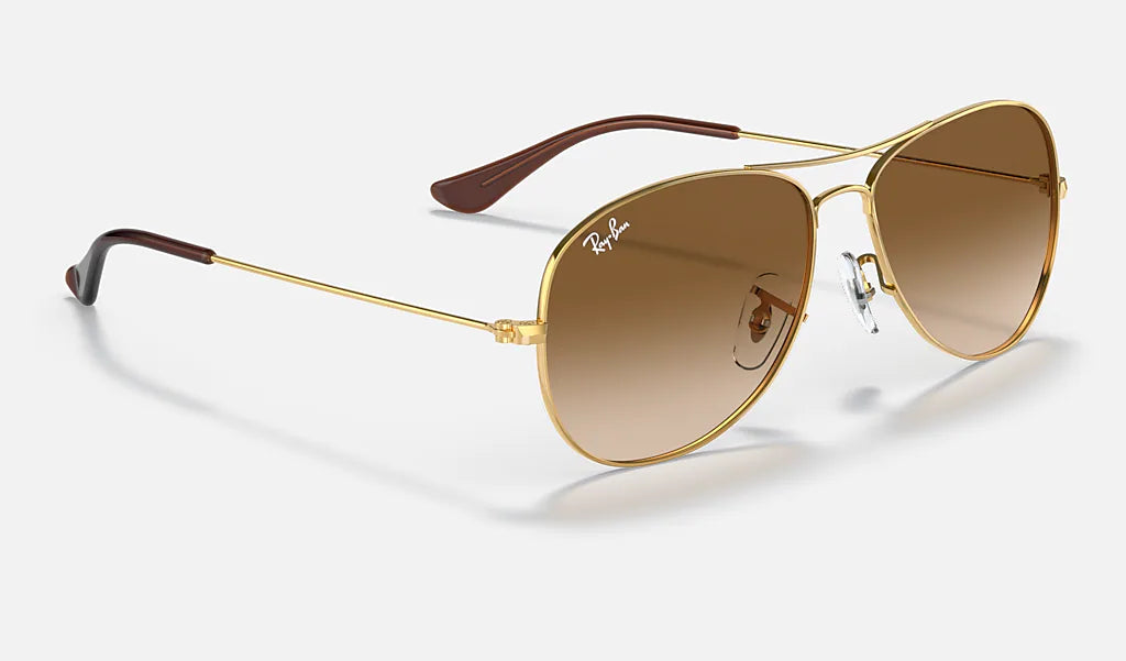 Ray Ban COCKPIT RB3362 001 51 56mm Gold/Brown Gradient Aviator Sunglasses - UV Protection, Polarized Lenses for Driving, Outdoor Activities & Fashion