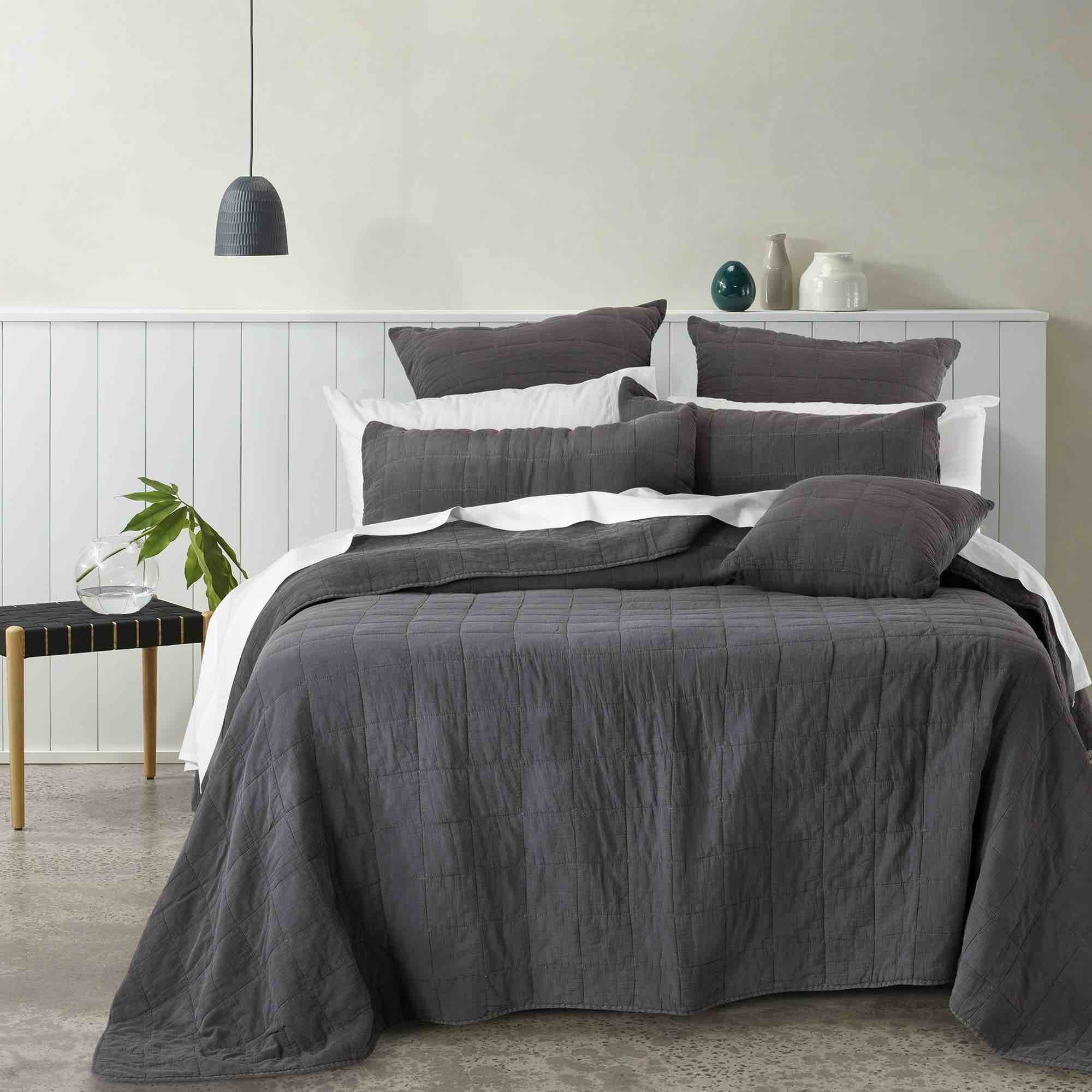 Bianca Geraldton Coverlet Set in Coal - Soft & Stylish Bedding for Modern Bedrooms | Perfect for Guest Rooms & Master Suites