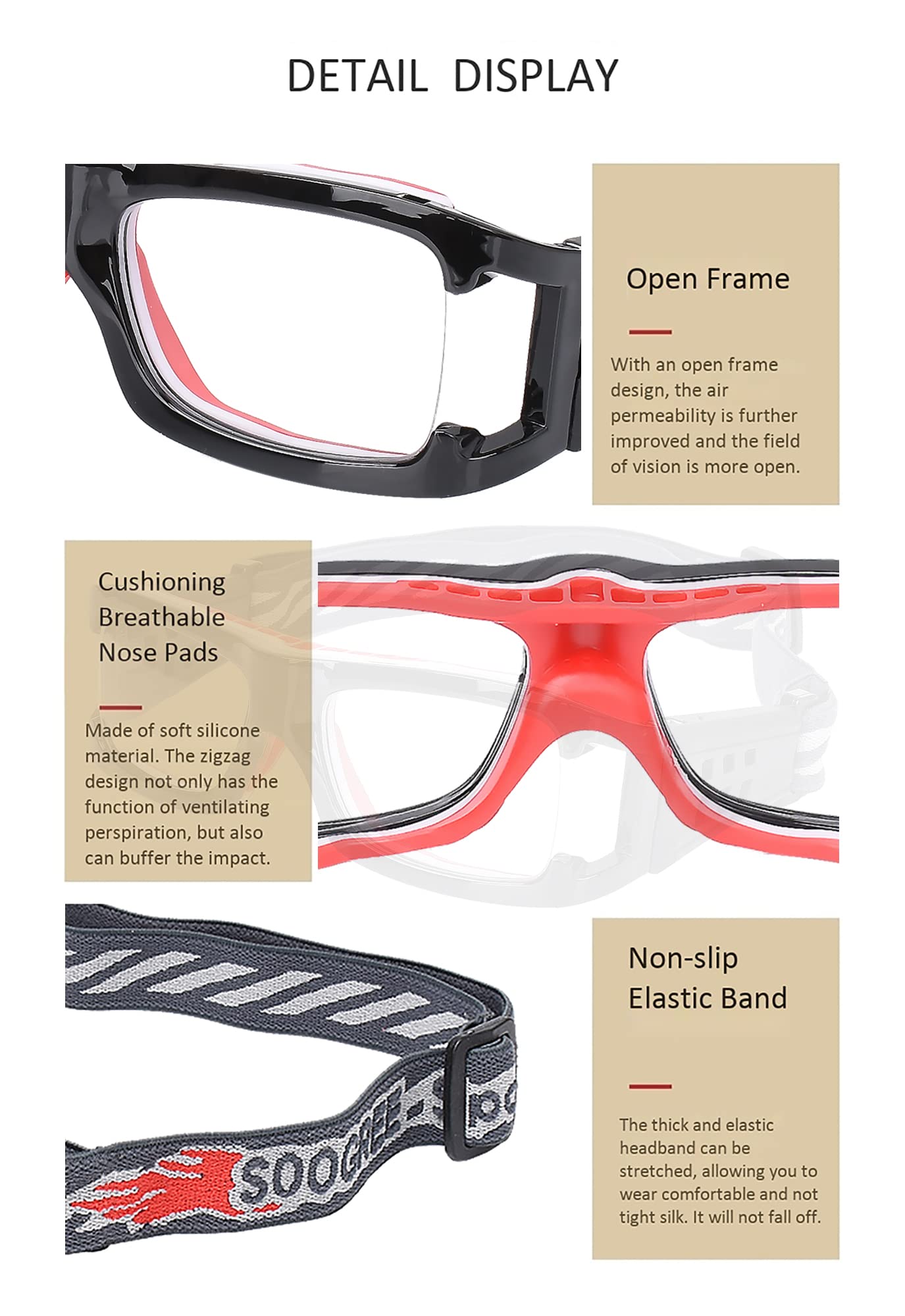Sports Protective Eyewear Goggles for Basketball, Soccer & Outdoor Activities - Safety Glasses with Replaceable Prescription Lenses - Perfect for Athletes & Active Lifestyles