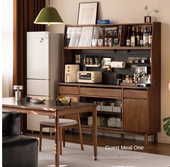 Premium Black Walnut Solid Wood Sideboard - Modern Luxury Buffet Cabinet for Dining Room, Living Room & Entryway Storage
