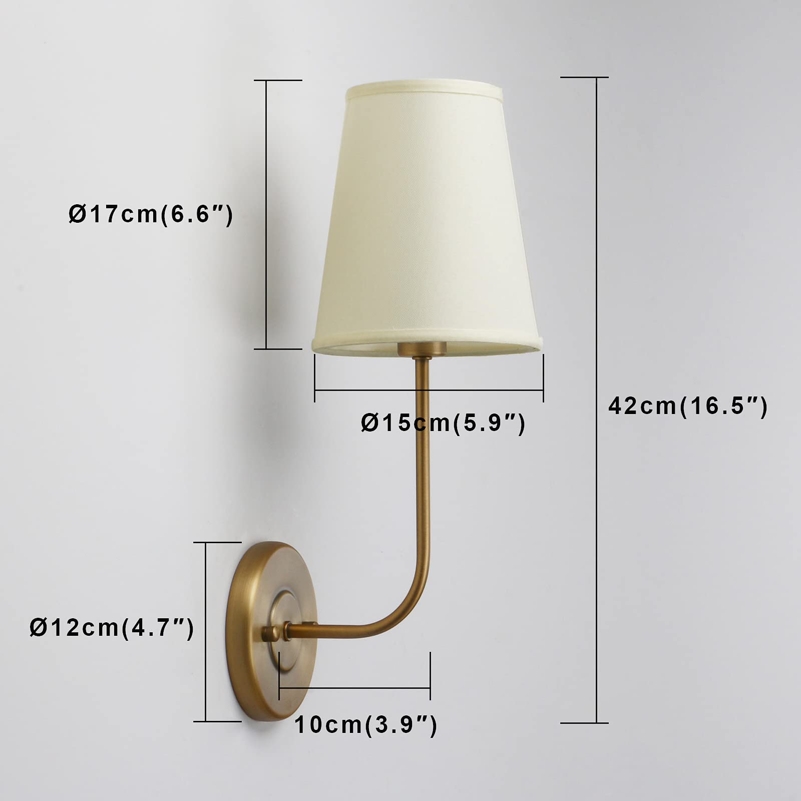 Pathson Set of 2 Rustic Wall Sconces with Light-Yellow Fabric Shade - Antique Vanity Lights for Bathroom, Modern Wall Lighting for Bedroom & Living Room - Perfect for Farmhouse Decor & Cozy Ambience