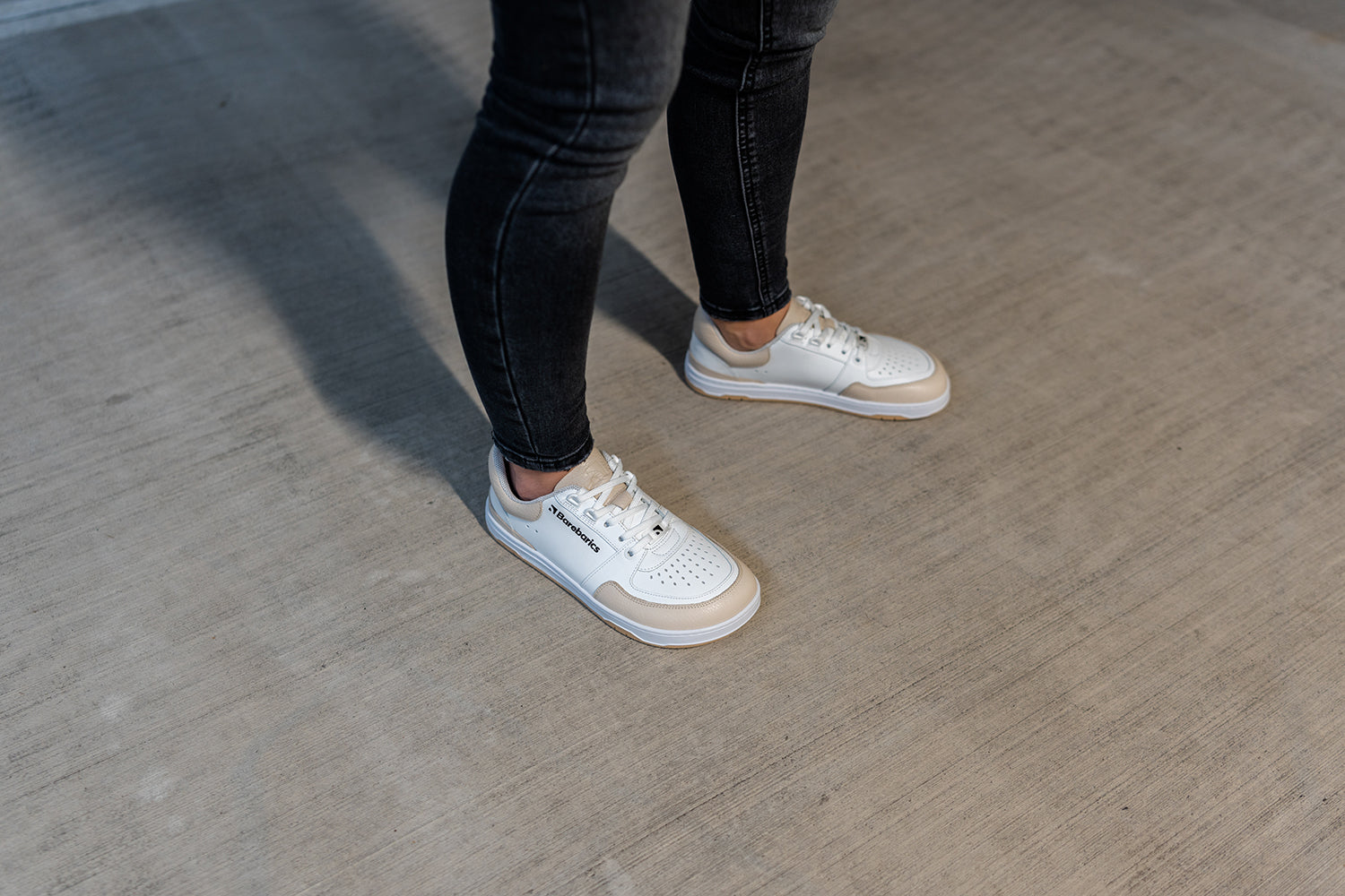 Barefoot Sneakers Barebarics Wave - White & Beige | Minimalist Zero Drop Shoes for Running, Walking & Gym | Lightweight & Flexible Barefoot Design
