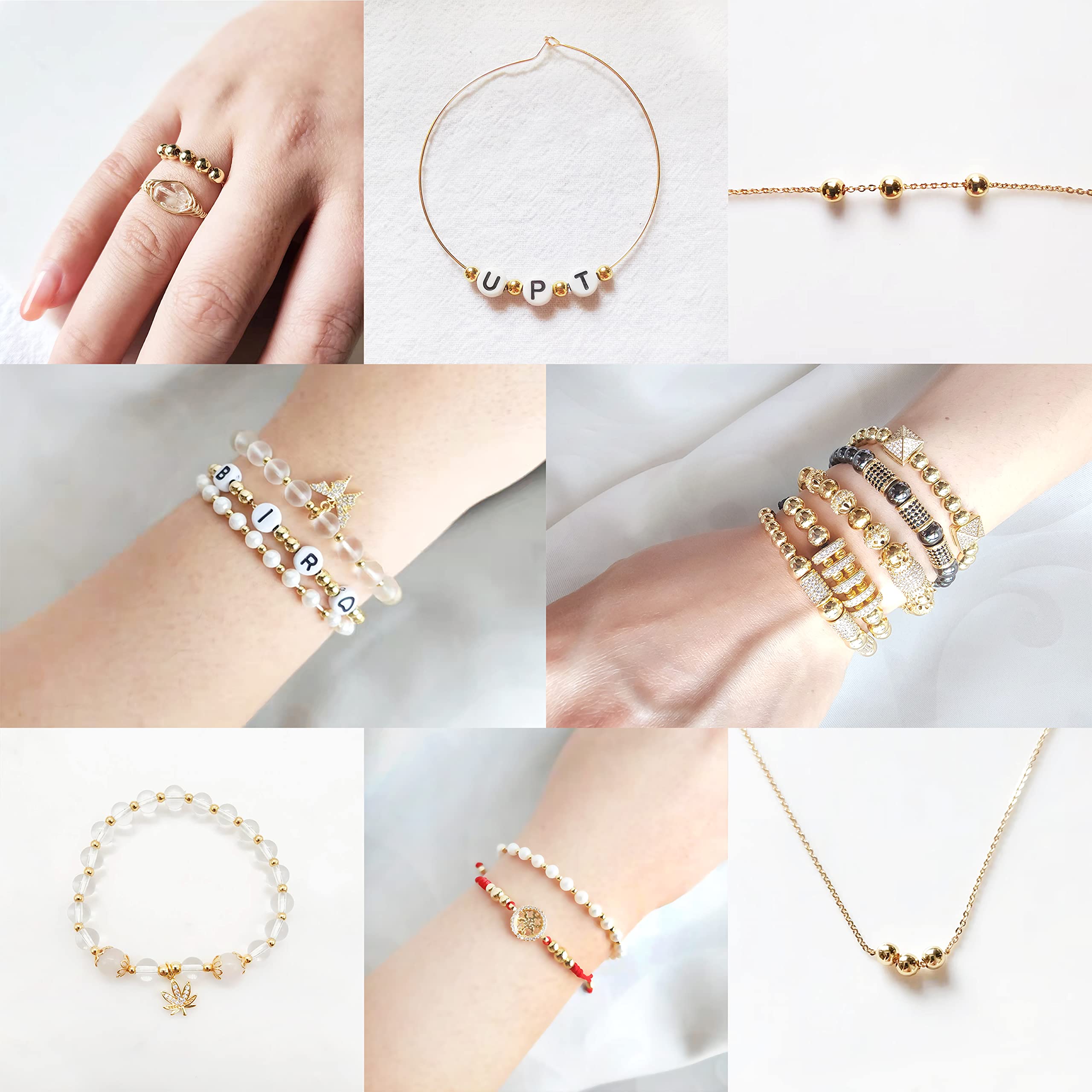 100pcs 6mm 14K Gold Plated Beads - Round Smooth Spacer Beads for Jewelry Making, Necklace, Bracelet & Earrings | Tarnish Resistant & Durable | Perfect for DIY Crafts, Gift Making & Boho Style Accessories