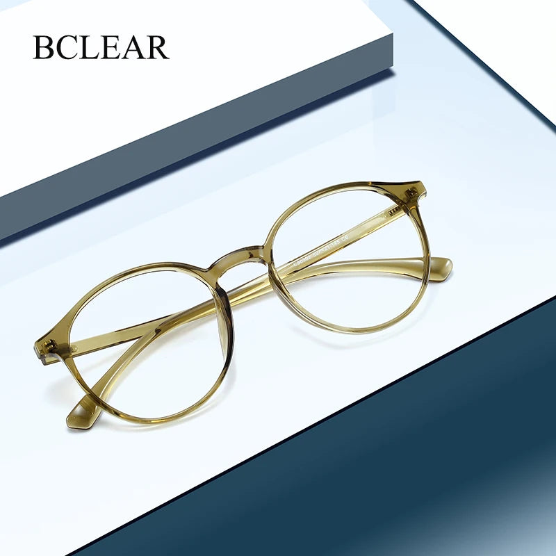 Bclear Unisex Full Rim Round TR90 Titanium Eyeglasses Frame 90302 - Lightweight & Durable Glasses for Work, Reading, and Everyday Wear