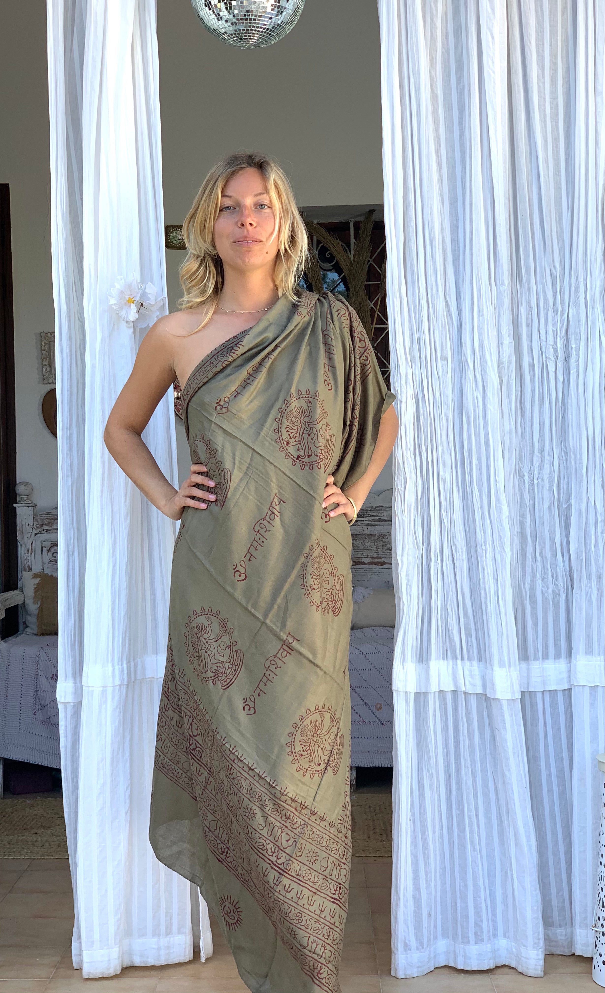 Large Size Om Print Sarong Pareo Shawl - Perfect for Beach, Pool, and Summer Outfits